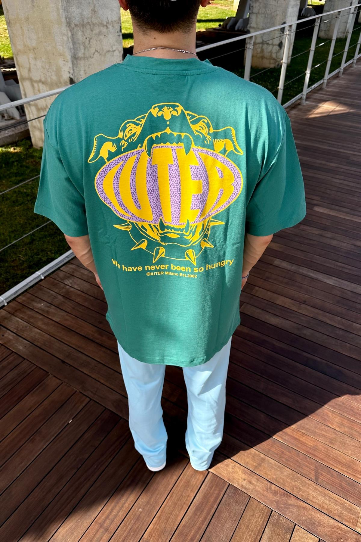 Luter Baskılı Yeşil Oversize Tshirt T1099