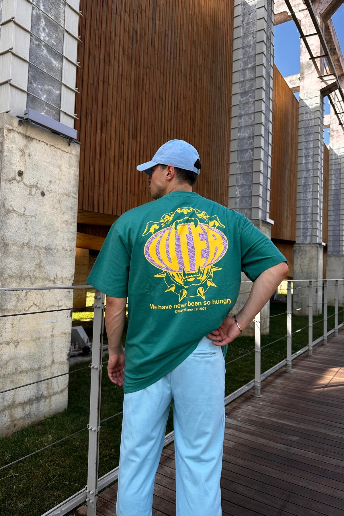 Luter Baskılı Yeşil Oversize Tshirt T1099