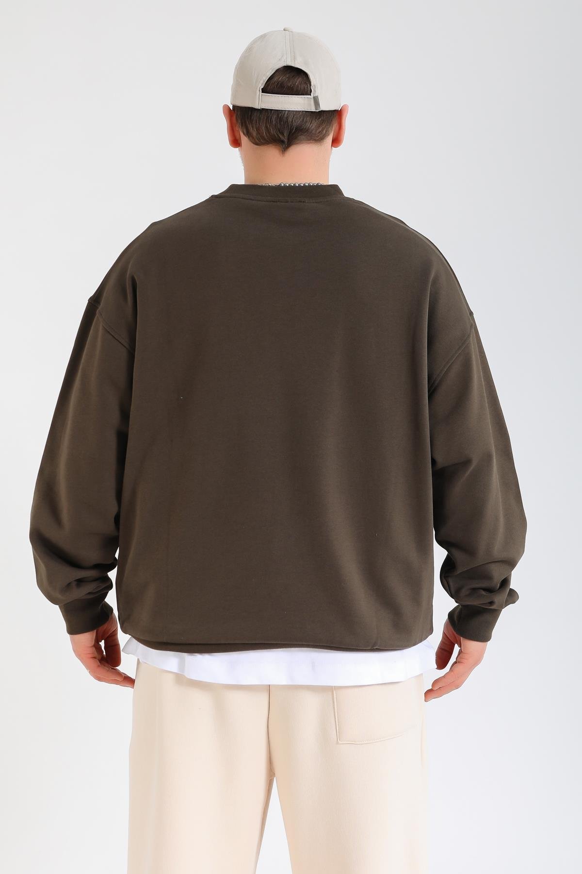 Mad Baskılı Kahve Oversize Sweatshirt SW1381