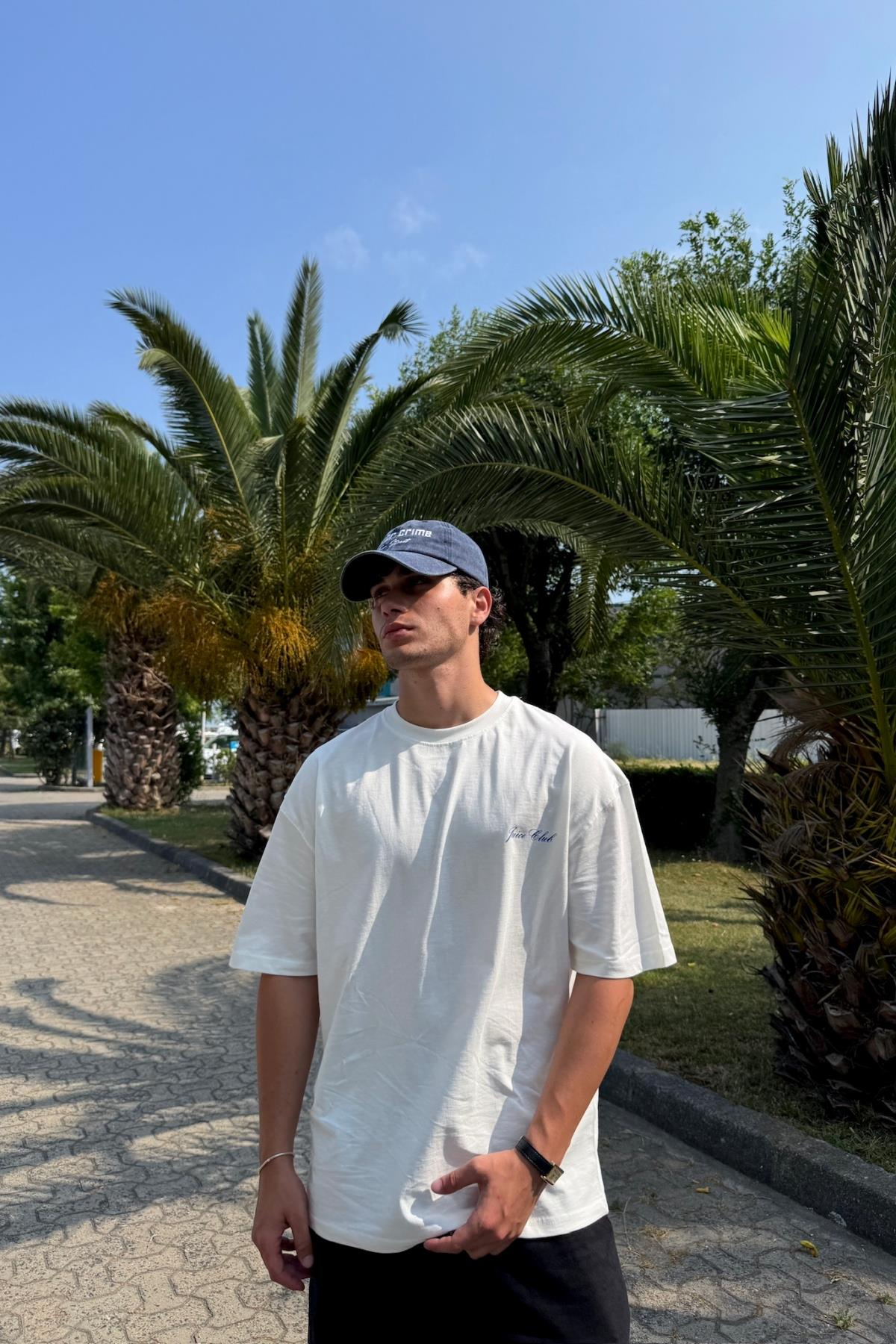 Malibu Baskılı Beyaz Oversize Tshirt PM01