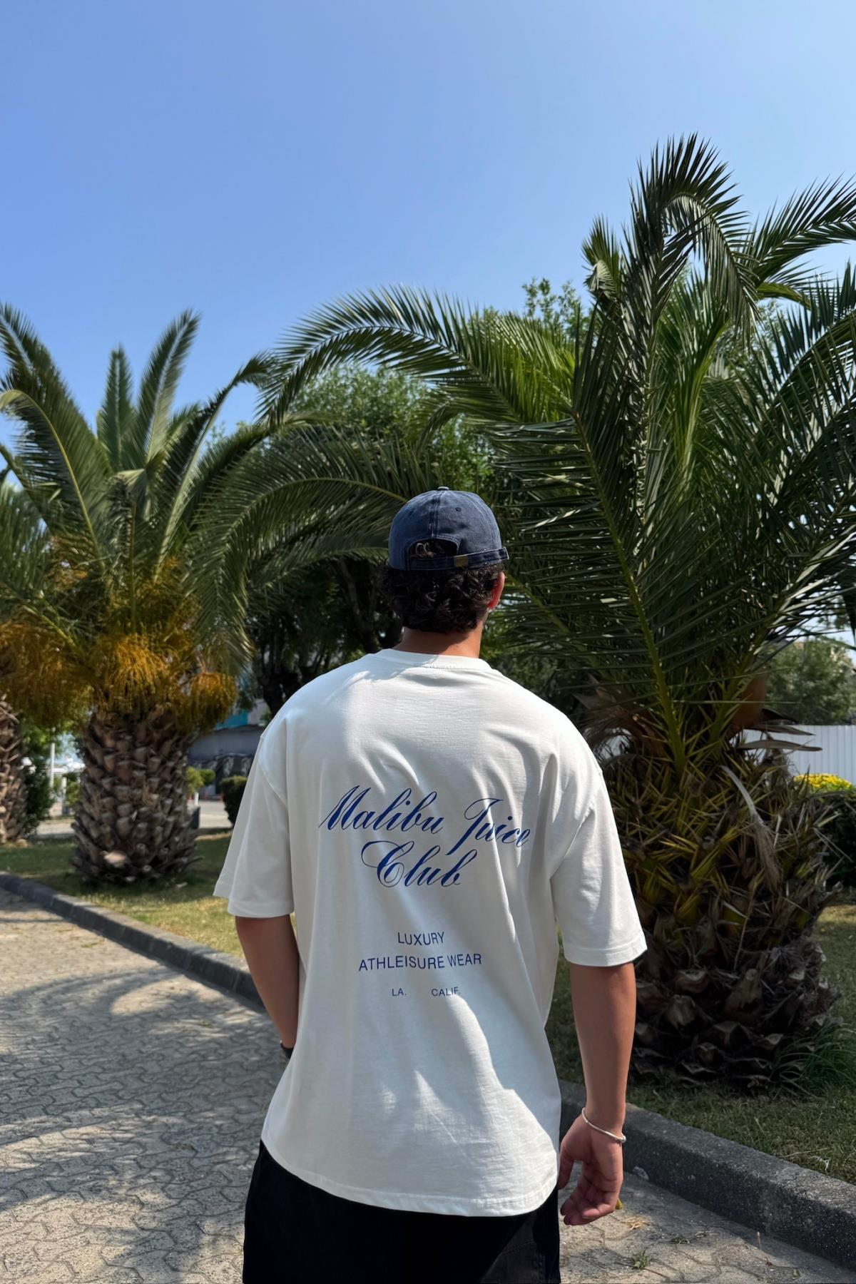 Malibu Baskılı Beyaz Oversize Tshirt PM01