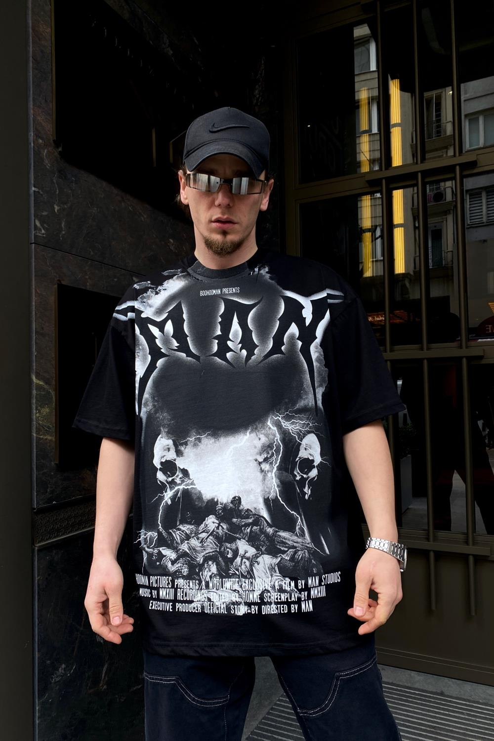 Man Baskılı Oversize Tshirt T554