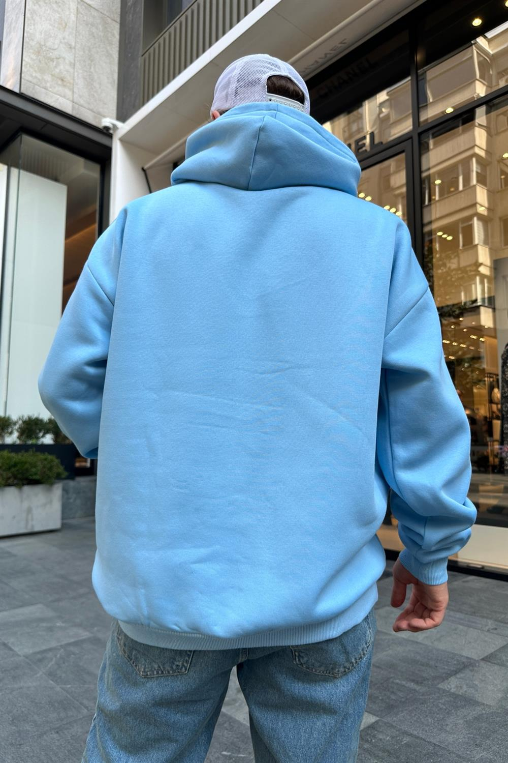 Mavi Taş Baskılı Chaotic Oversize Sweatshirt SW903