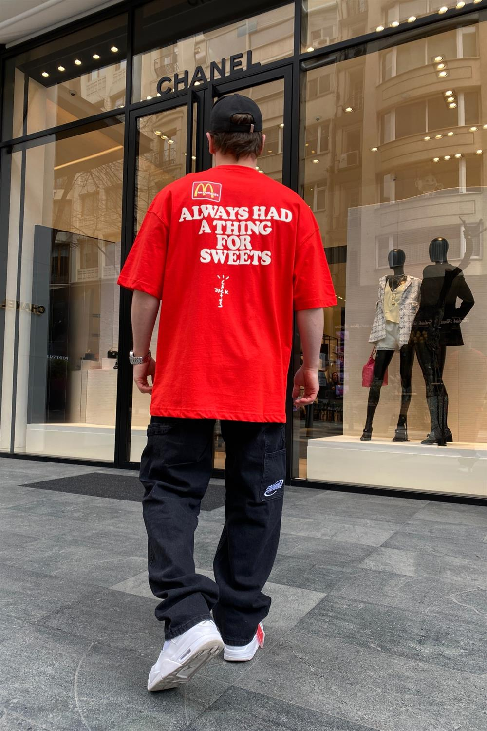 MCD Kırmızı Cactus Jack Oversize Tshirt T580