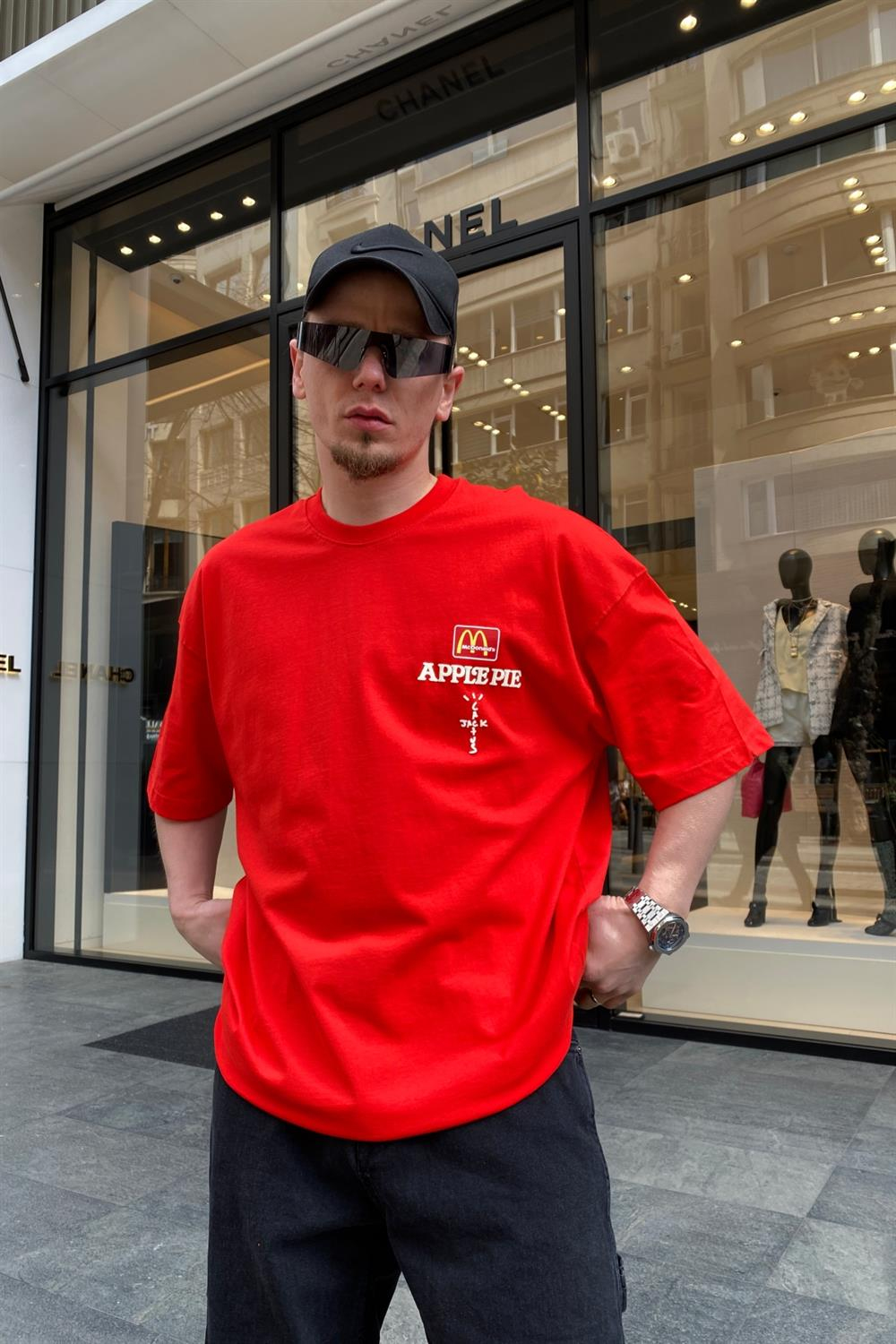 MCD Kırmızı Cactus Jack Oversize Tshirt T580