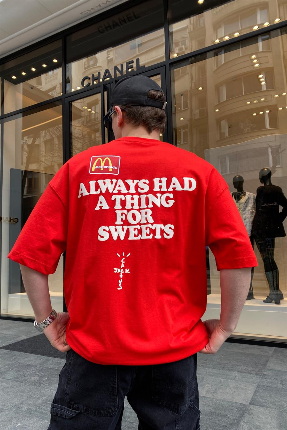 MCD Kırmızı Cactus Jack Oversize Tshirt T580