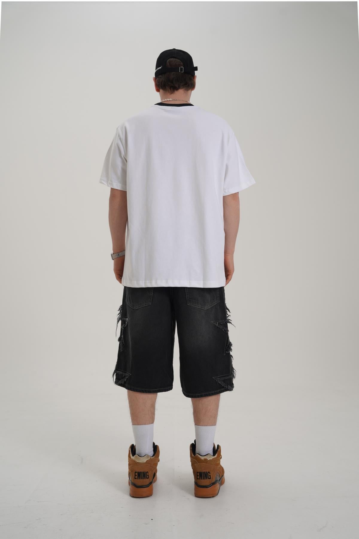 Nakışlı Beyaz Oversize Tshirt CT01 MRT26028