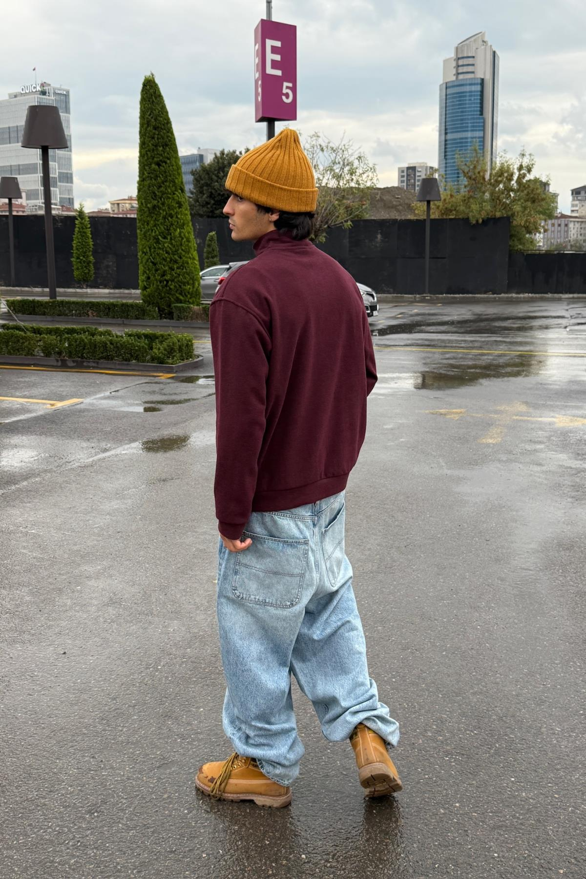 Nakışlı Bordo Yacht Club Oversize Kazak PM01