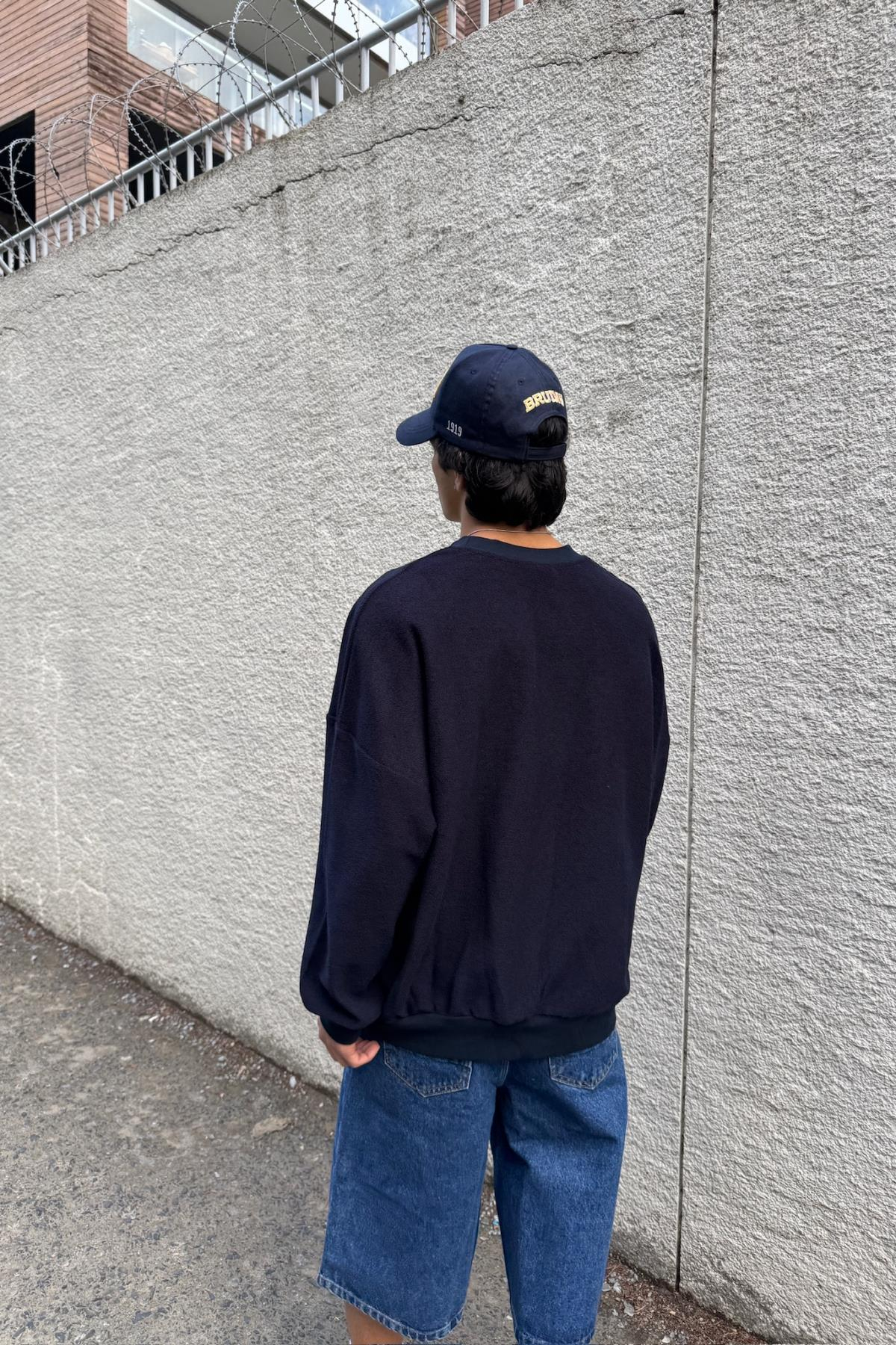Nakışlı Lacivert Oversize Philadelphia Sweatshirt