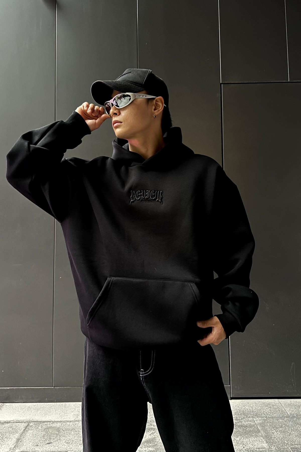 Nakışlı Siyah Rv Oversize Sweatshirt SW1032
