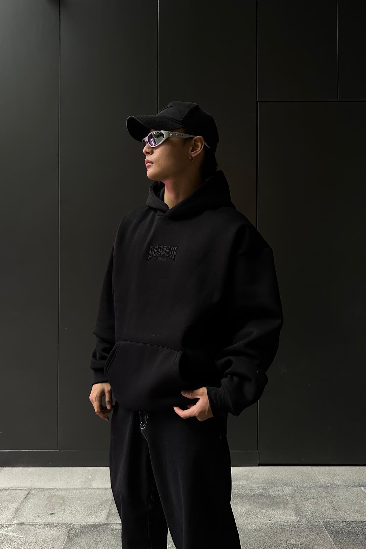 Nakışlı Siyah Rv Oversize Sweatshirt SW1032