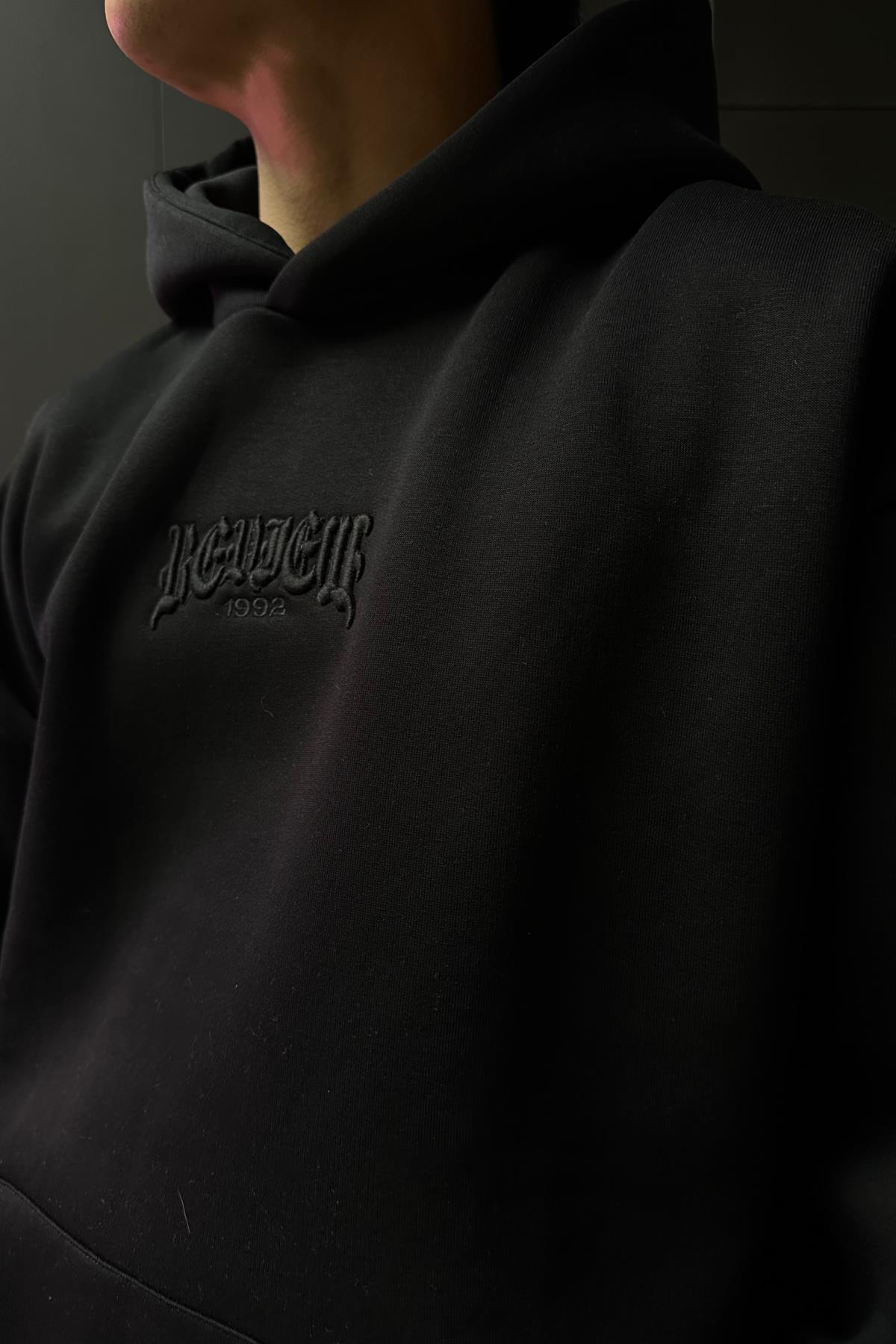 Nakışlı Siyah Rv Oversize Sweatshirt SW1032