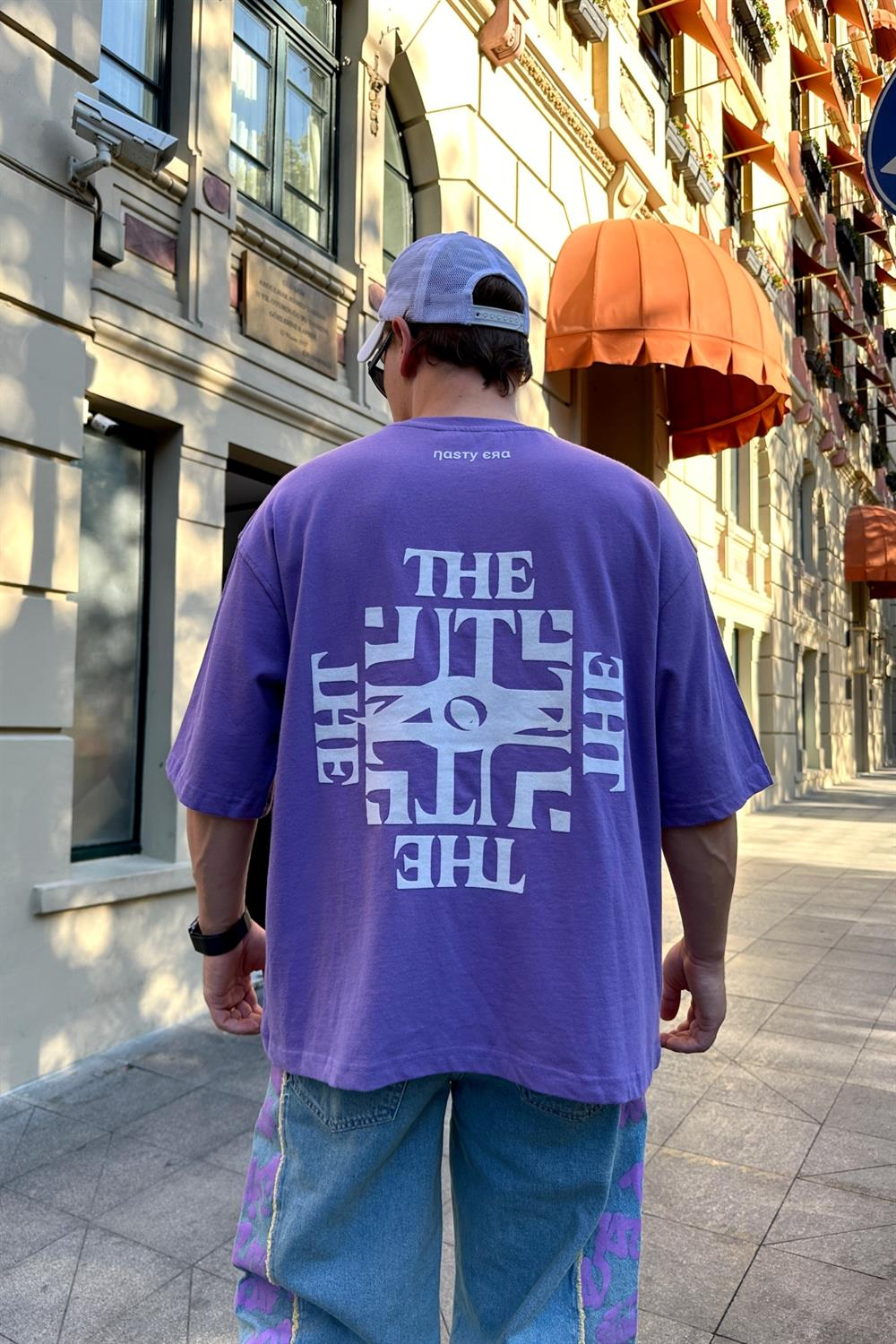 Nasty Baskılı Mor Oversize Tshirt T835