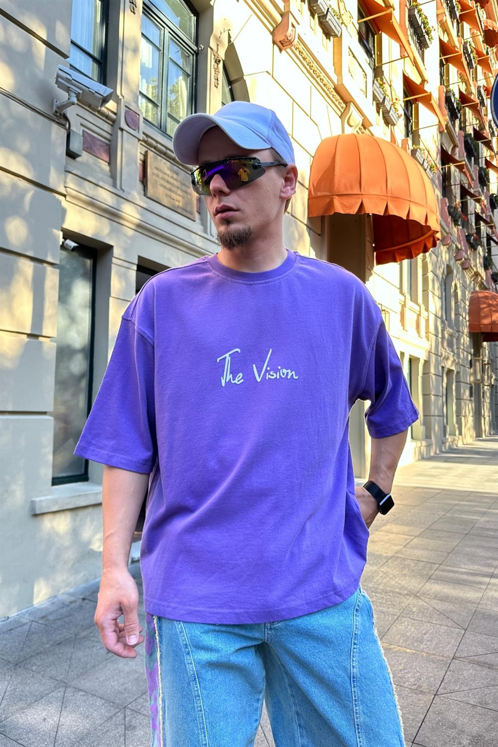 Nasty Baskılı Mor Oversize Tshirt T835