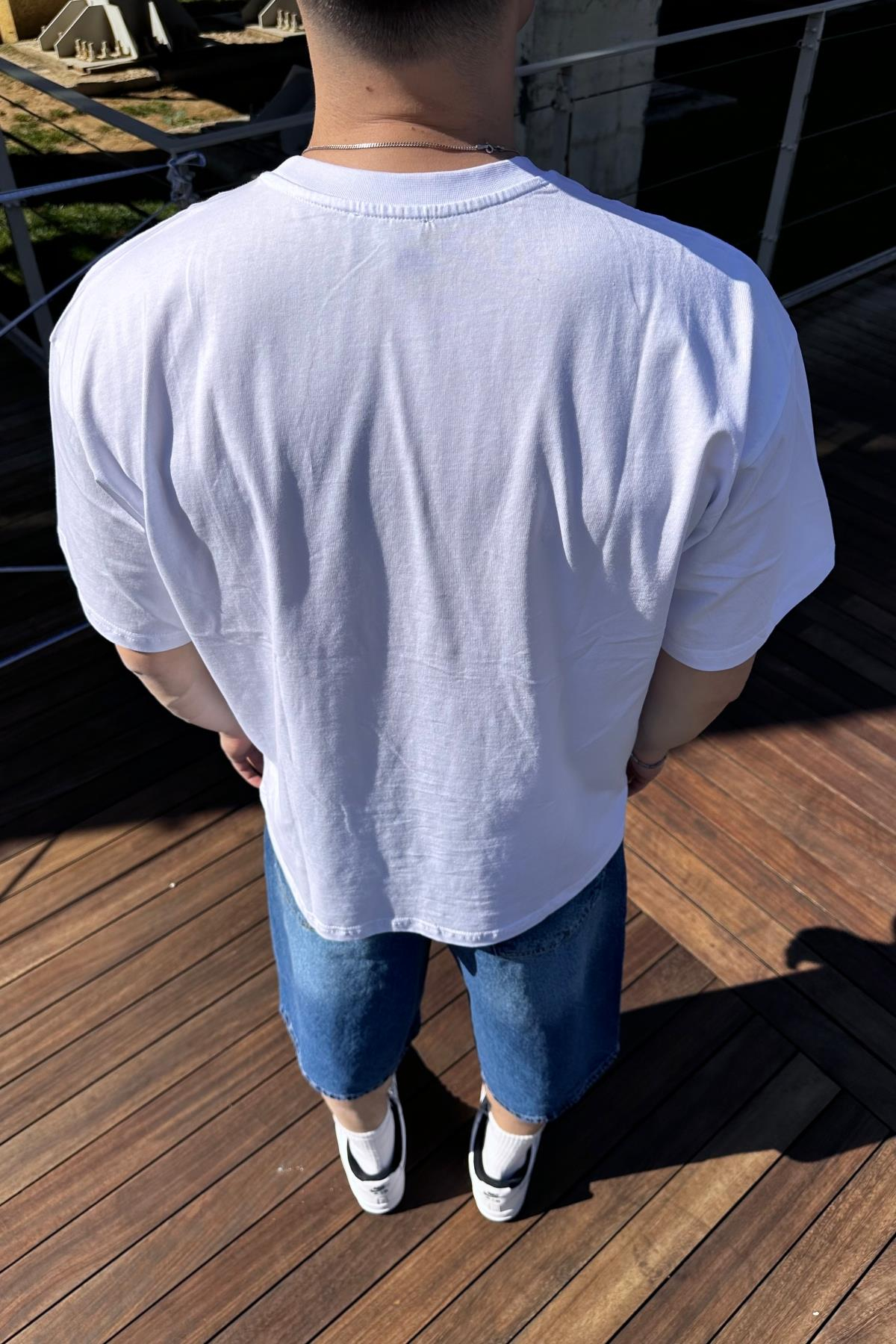 Northeast Baskılı Beyaz Oversize Tshirt T1060