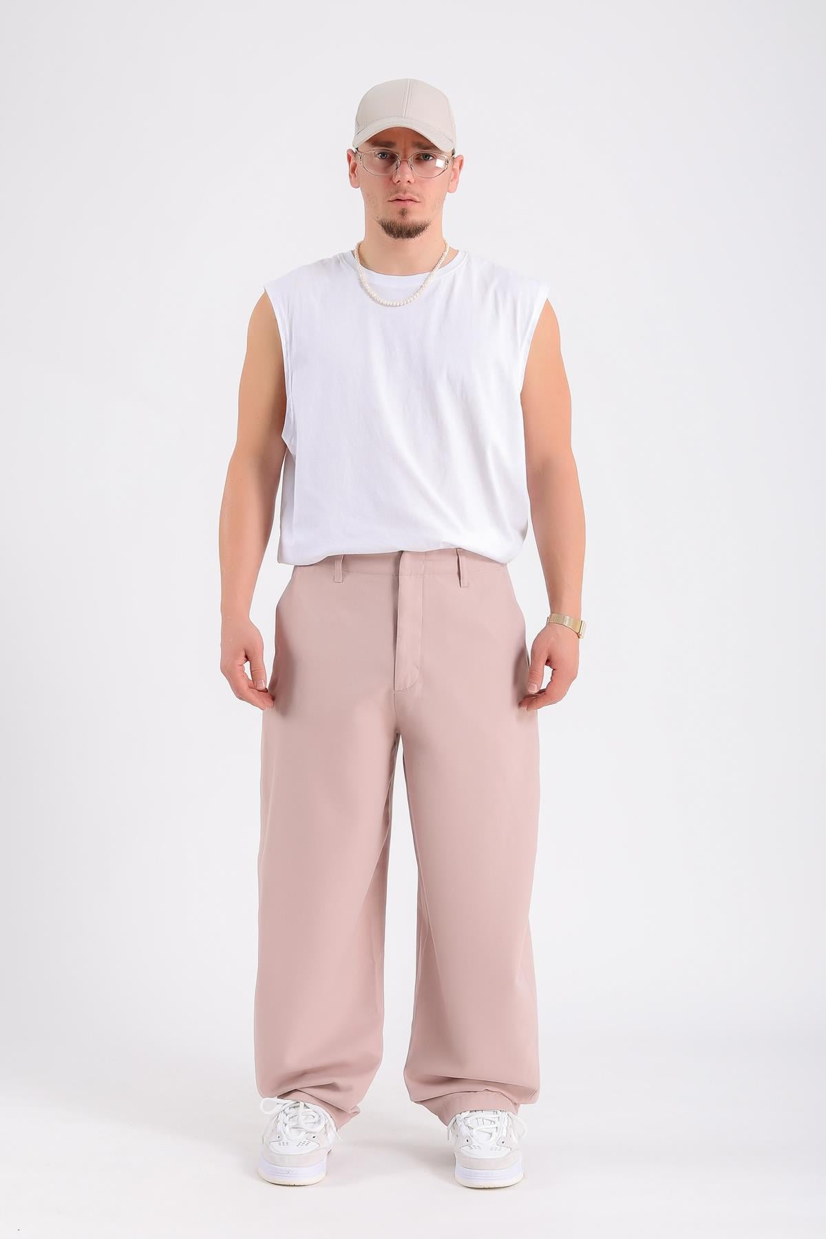Nude Geniş Paça Kumaş Pantolon P1035