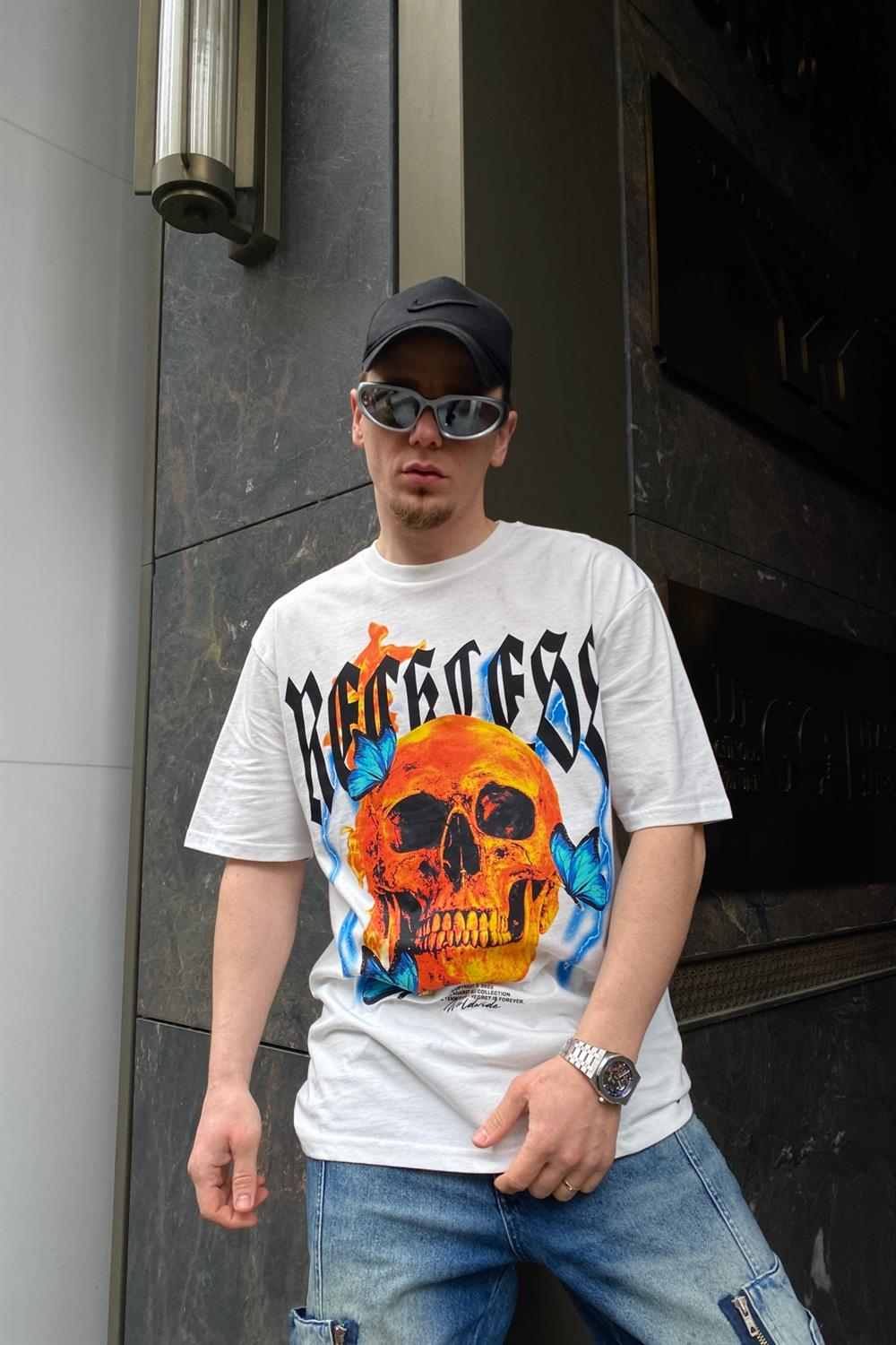 Official Kurukafa Baskılı Krem Oversize Tshirt T600