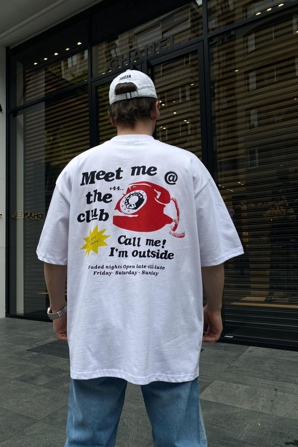Outside Baskılı Beyaz Oversize Tshirt T641