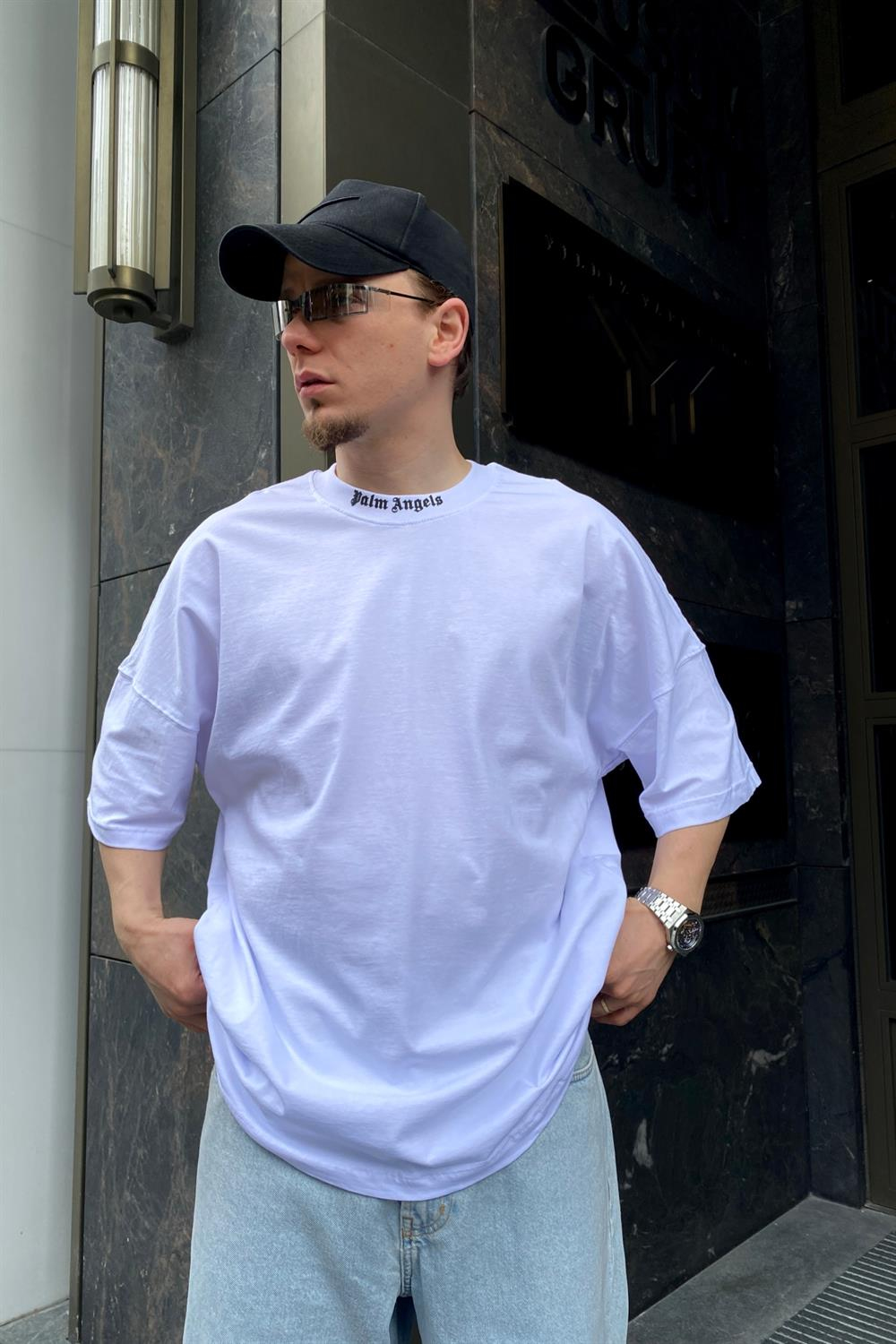 Palm A. Baskılı Beyaz Oversize Tshirt T570