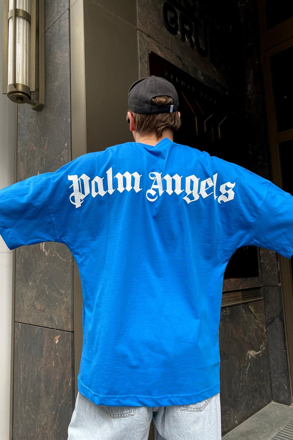 Palm A. Baskılı Mavi Oversize Tshirt T569