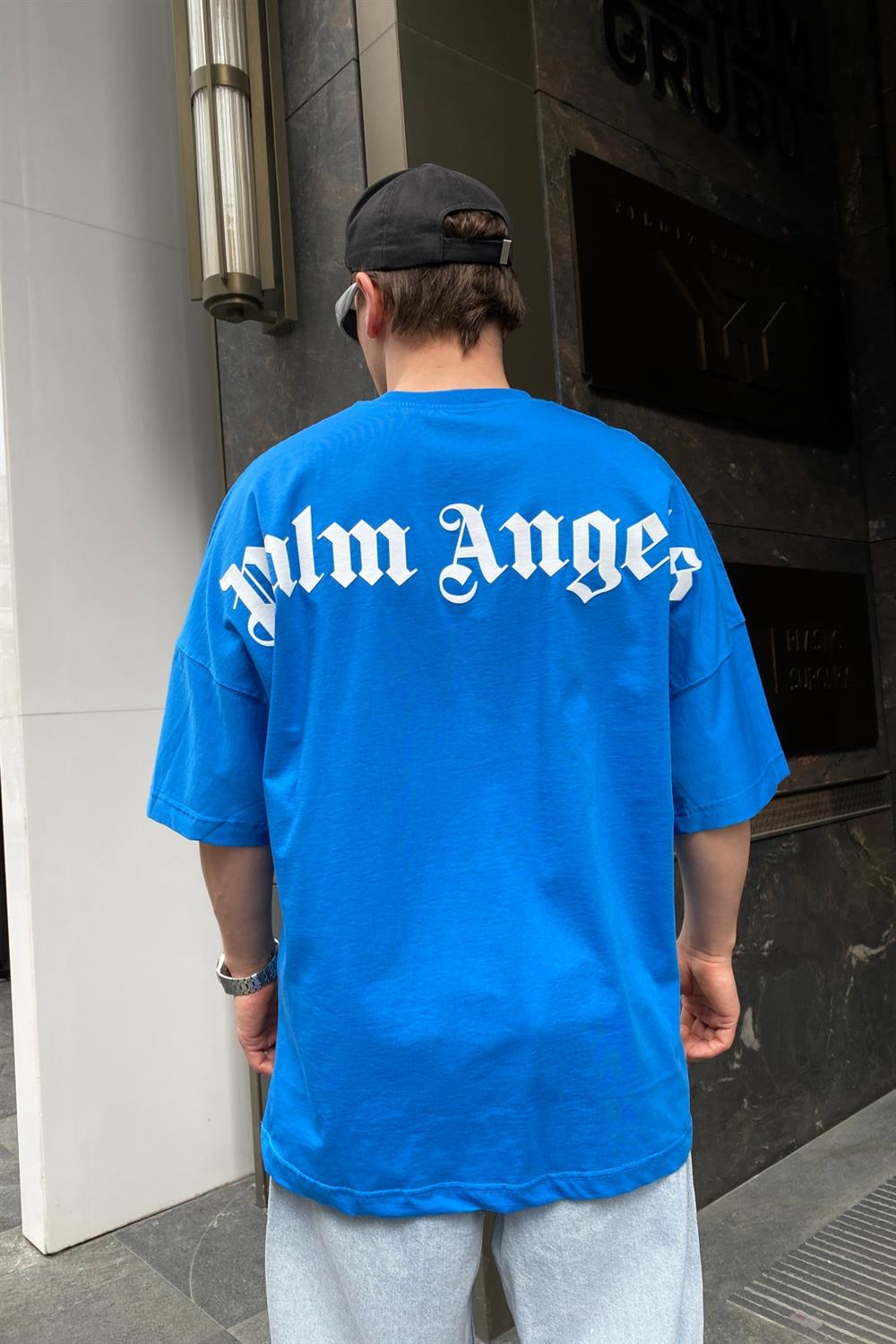 Palm A. Baskılı Mavi Oversize Tshirt T569