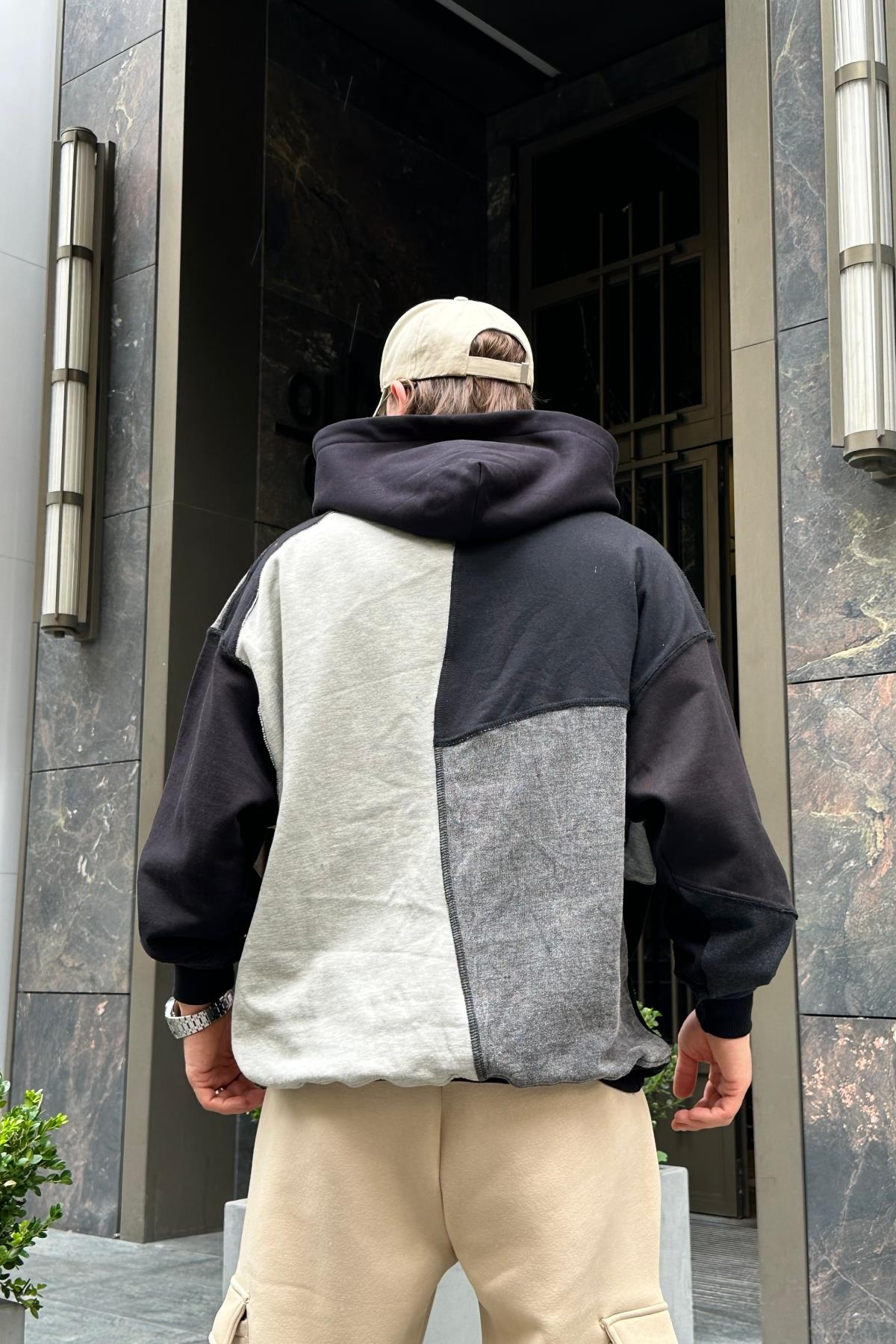 Parçalı Oversize Premium Sweatshirt SW964