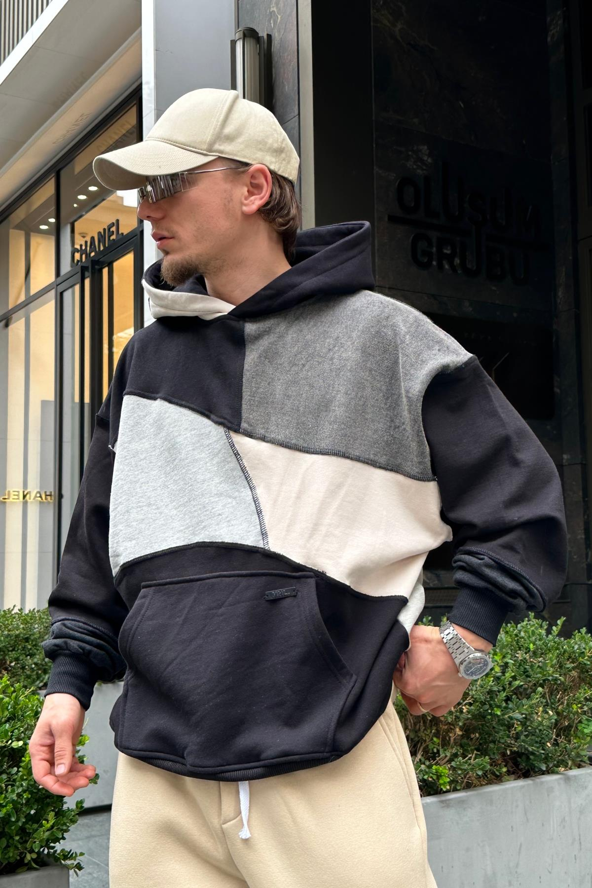 Parçalı Oversize Premium Sweatshirt SW964