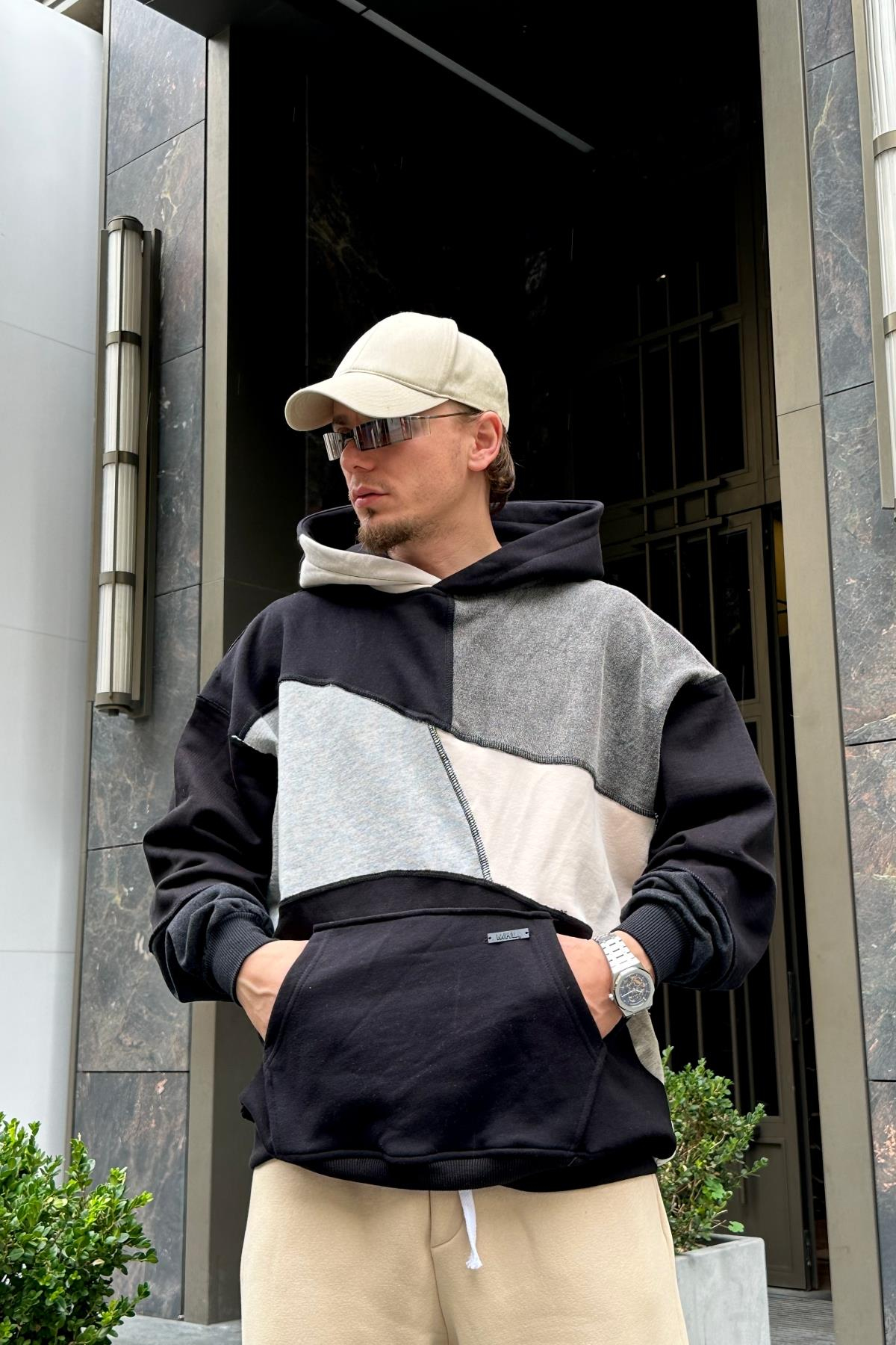 Parçalı Oversize Premium Sweatshirt SW964