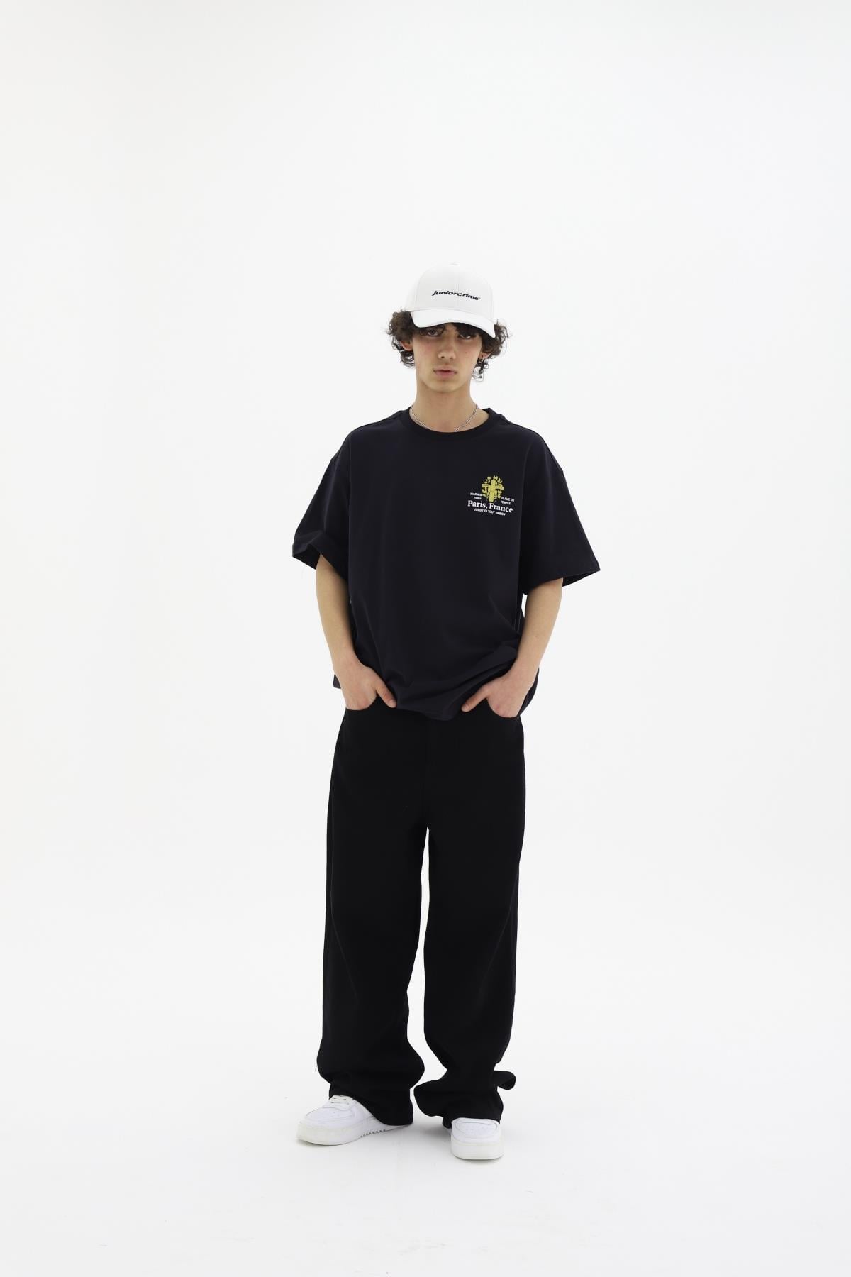 Paris Baskılı Siyah Oversize Tshirt CT01 26CY003