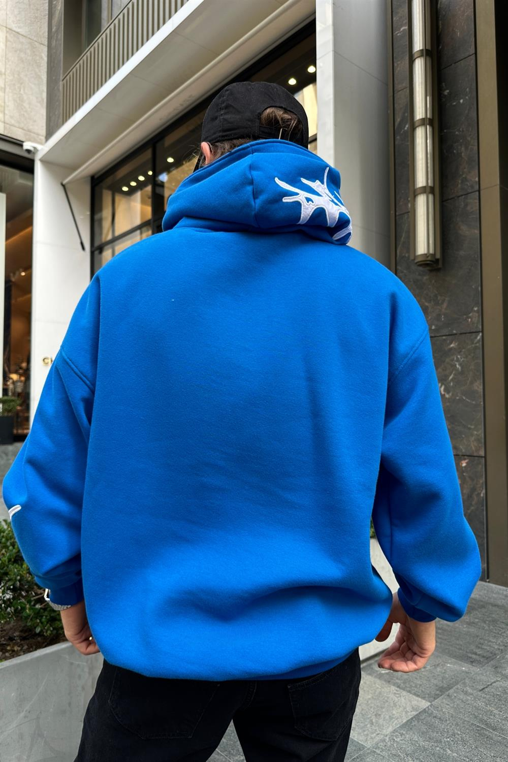 Patch Detay Mavi Oversize Sweatshirt SW943