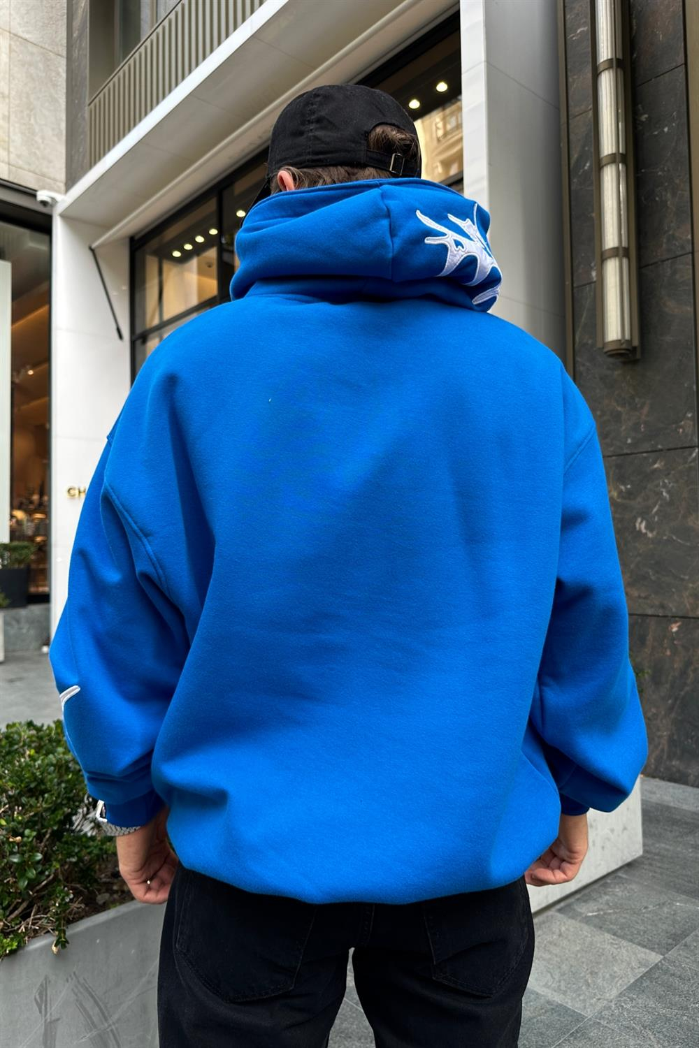 Patch Detay Mavi Oversize Sweatshirt SW943