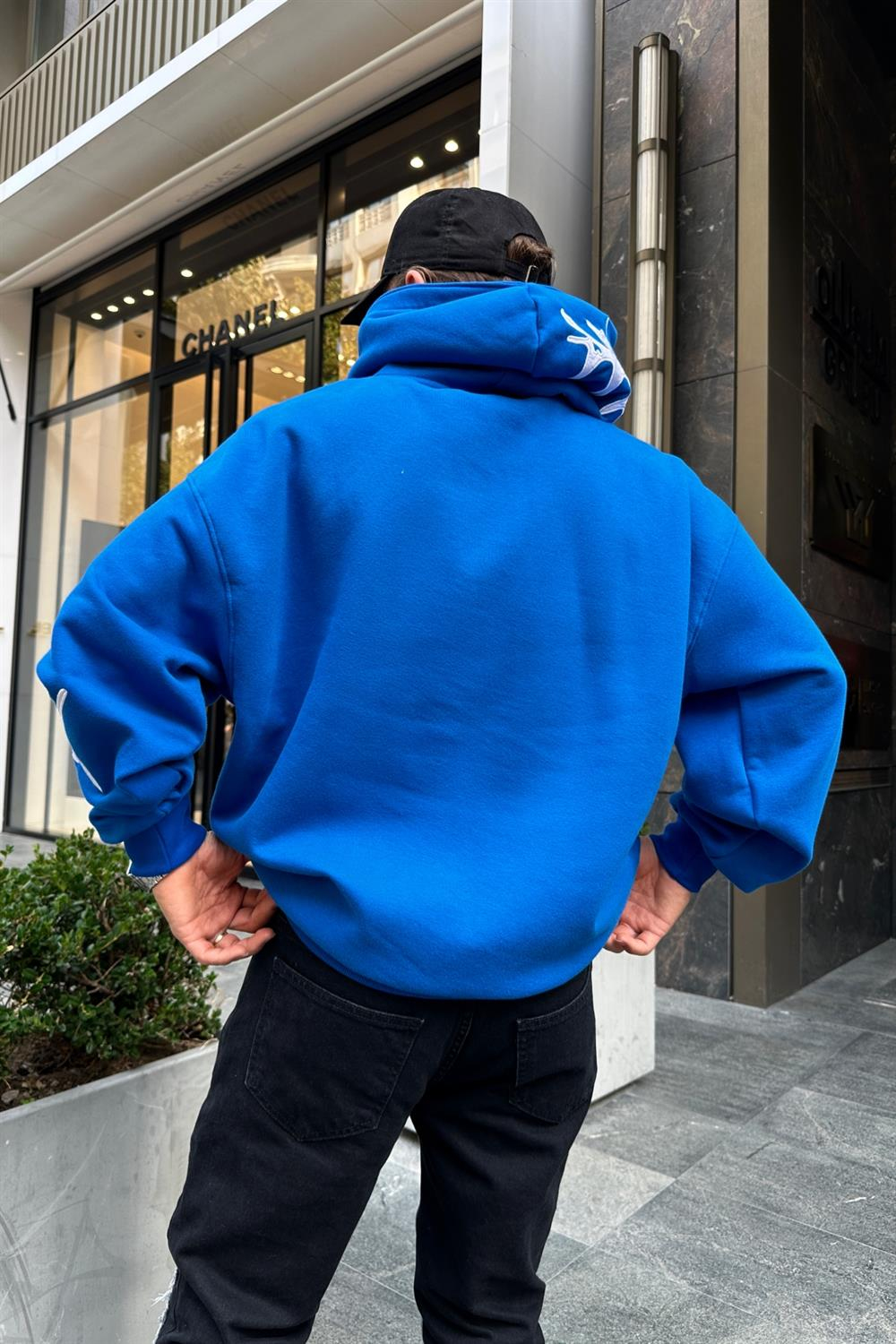 Patch Detay Mavi Oversize Sweatshirt SW943