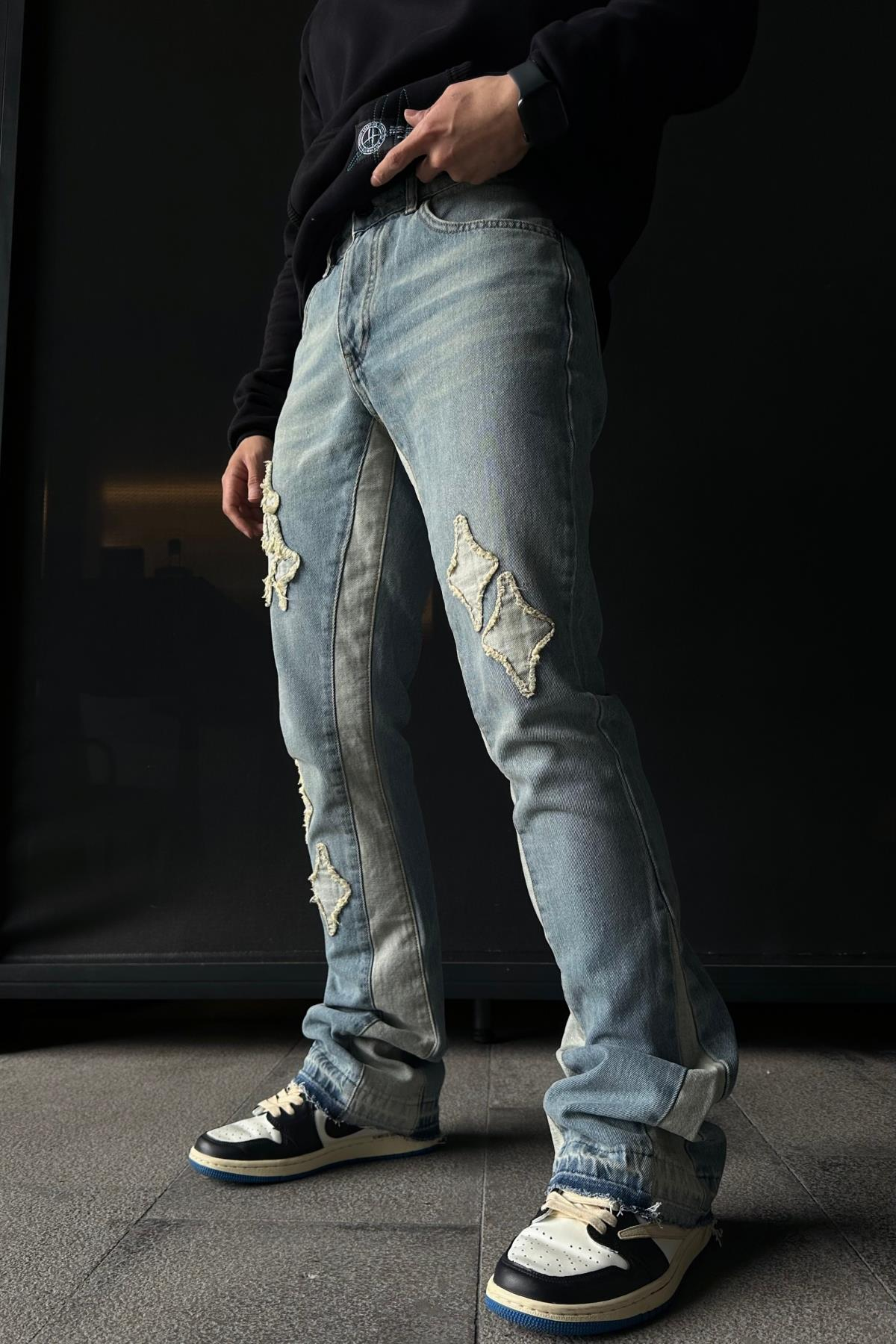 Patch Detay Yıkamalı Jean Pantolon P840