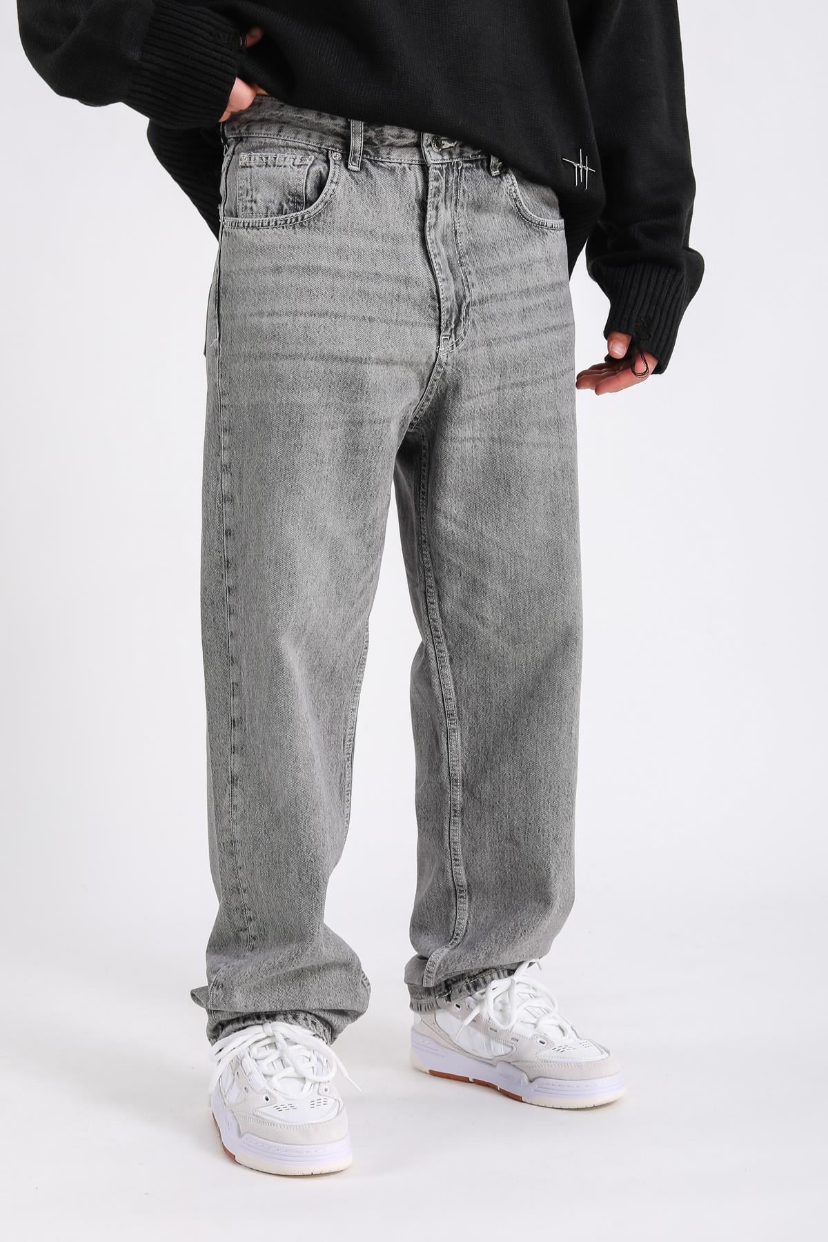 PB Gri Acid Wash Baggy Fit Jean P1024