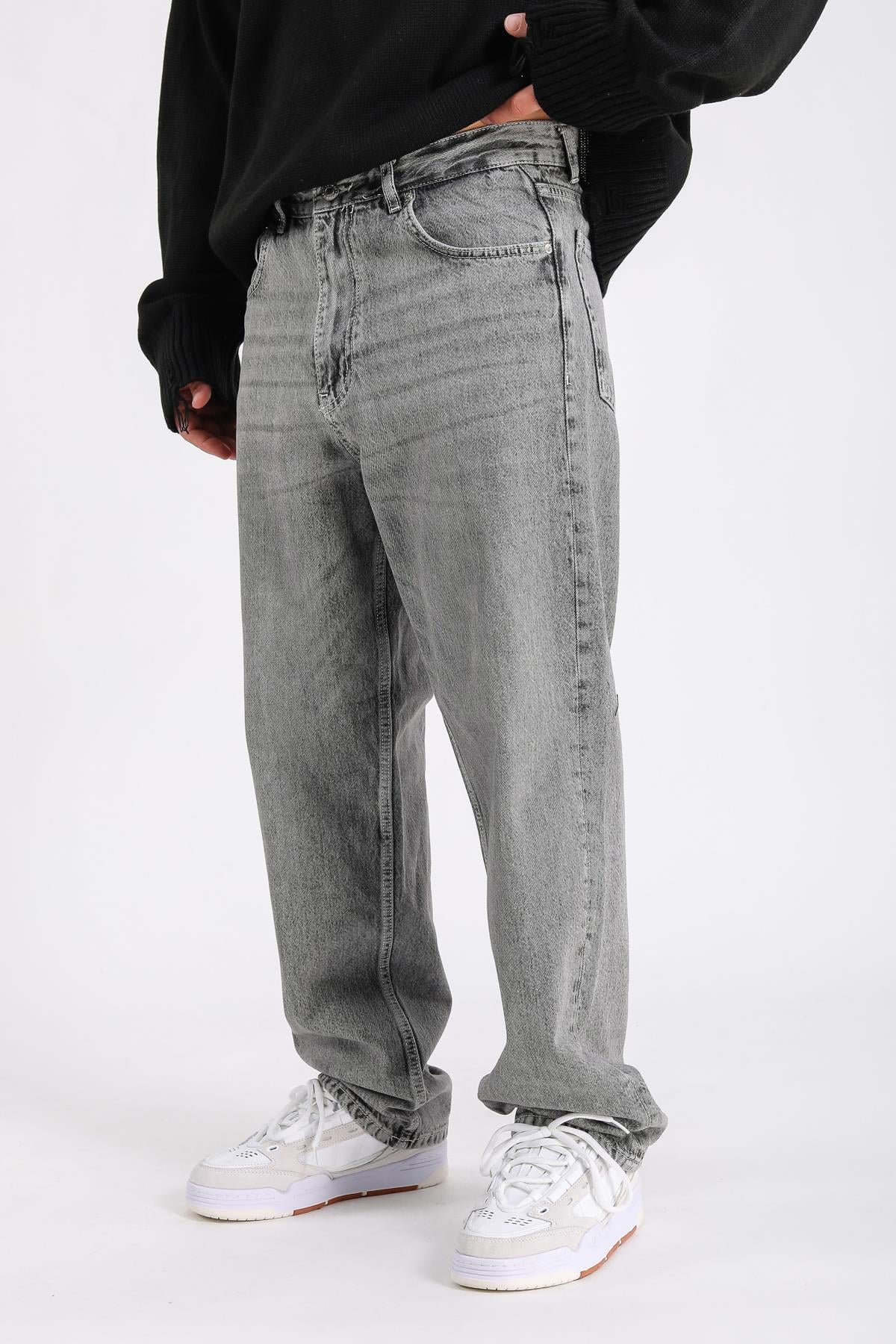 PB Gri Acid Wash Baggy Fit Jean P1024