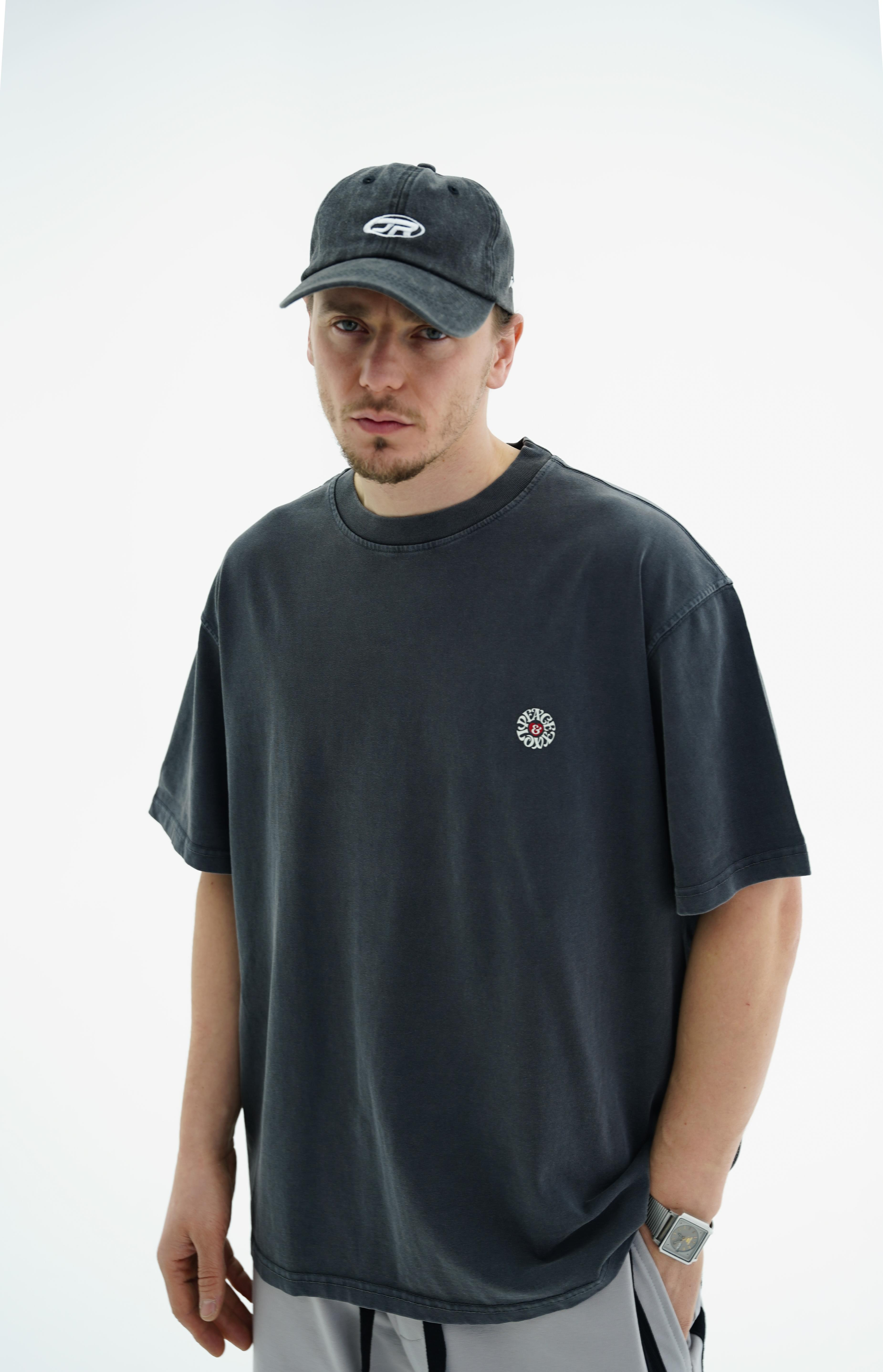 Peace Baskılı Siyah Oversize Tshirt CT01 MRT1770