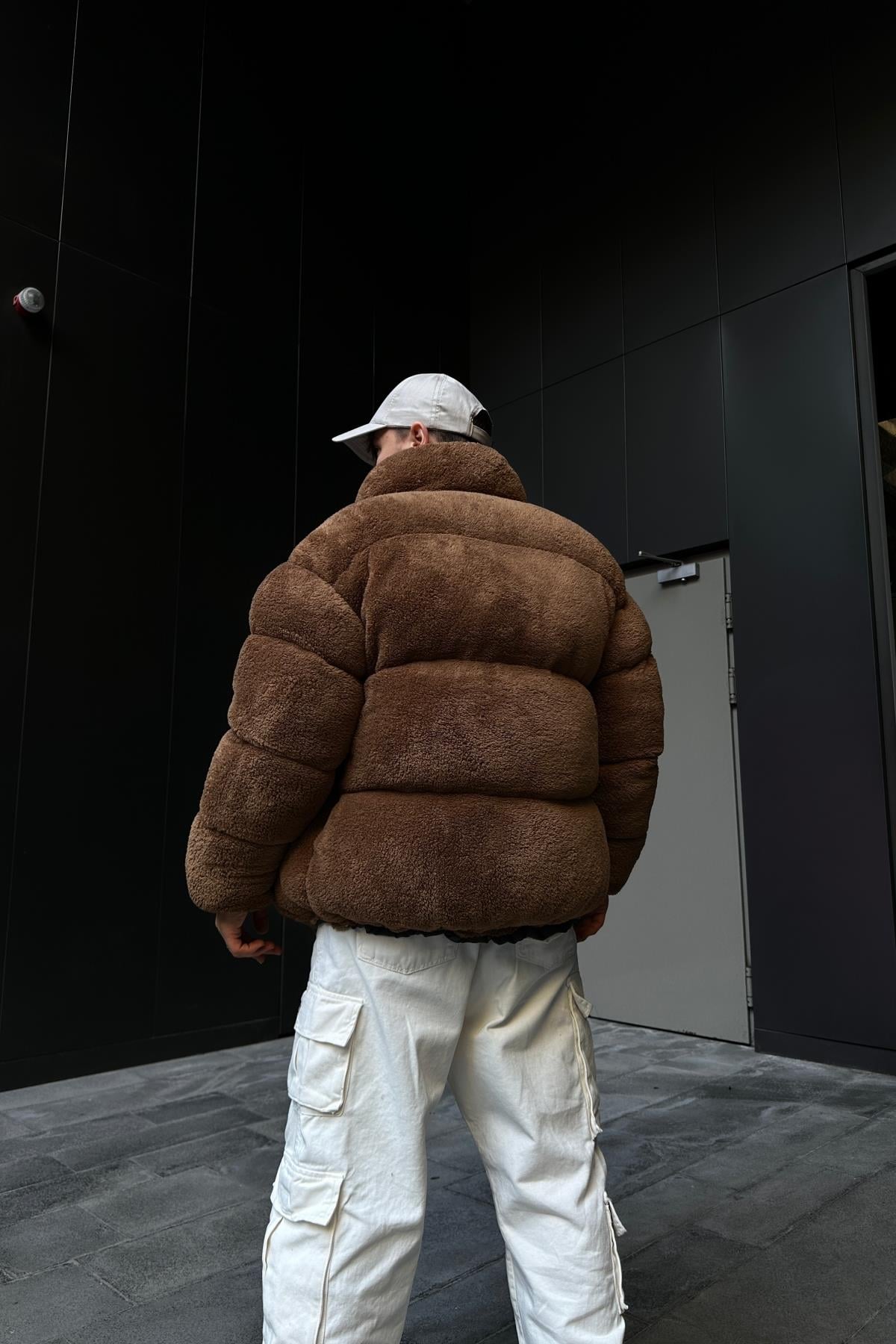 Peluş Kumaş Kahve Puffer Mont MNT128