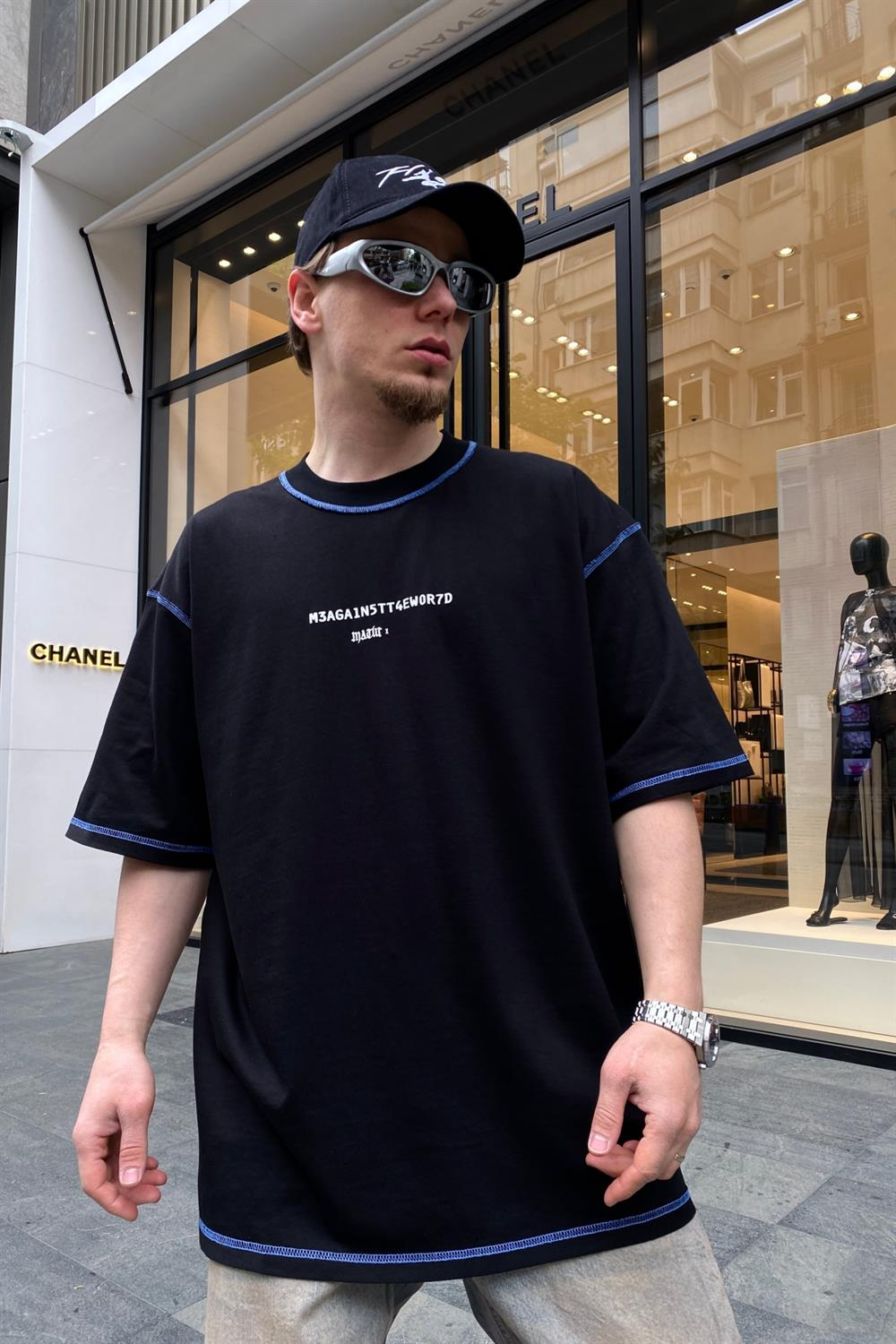 Phantom Back Siyah Oversize Tshirt T648