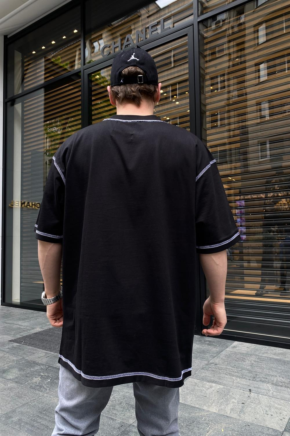 Phantom Siyah Baskılı Oversize Tshirt T642