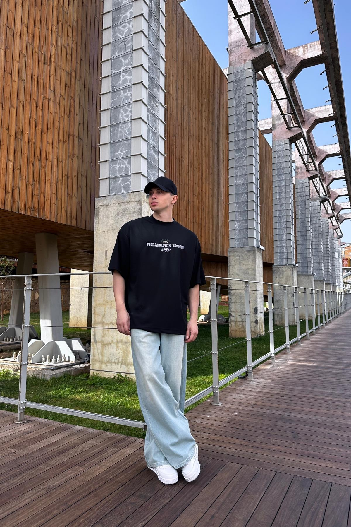 Philadelphia Siyah Oversize Tshirt T1023