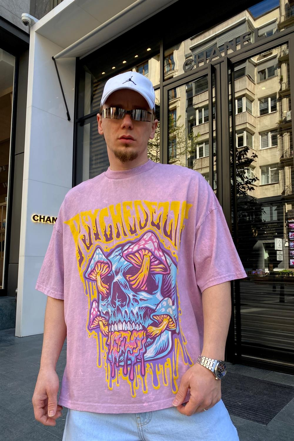 Pink Mushroom Baskılı Oversize Tshirt T636