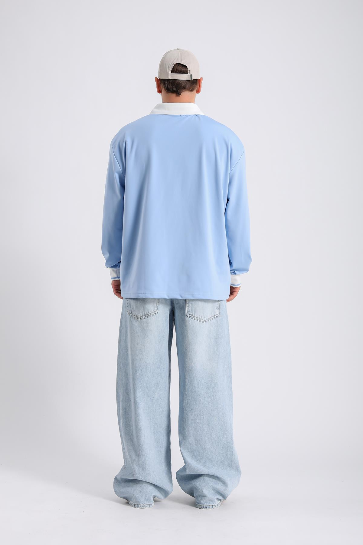 Polo Yaka Mavi Oversize Sleeved Forma SW1114