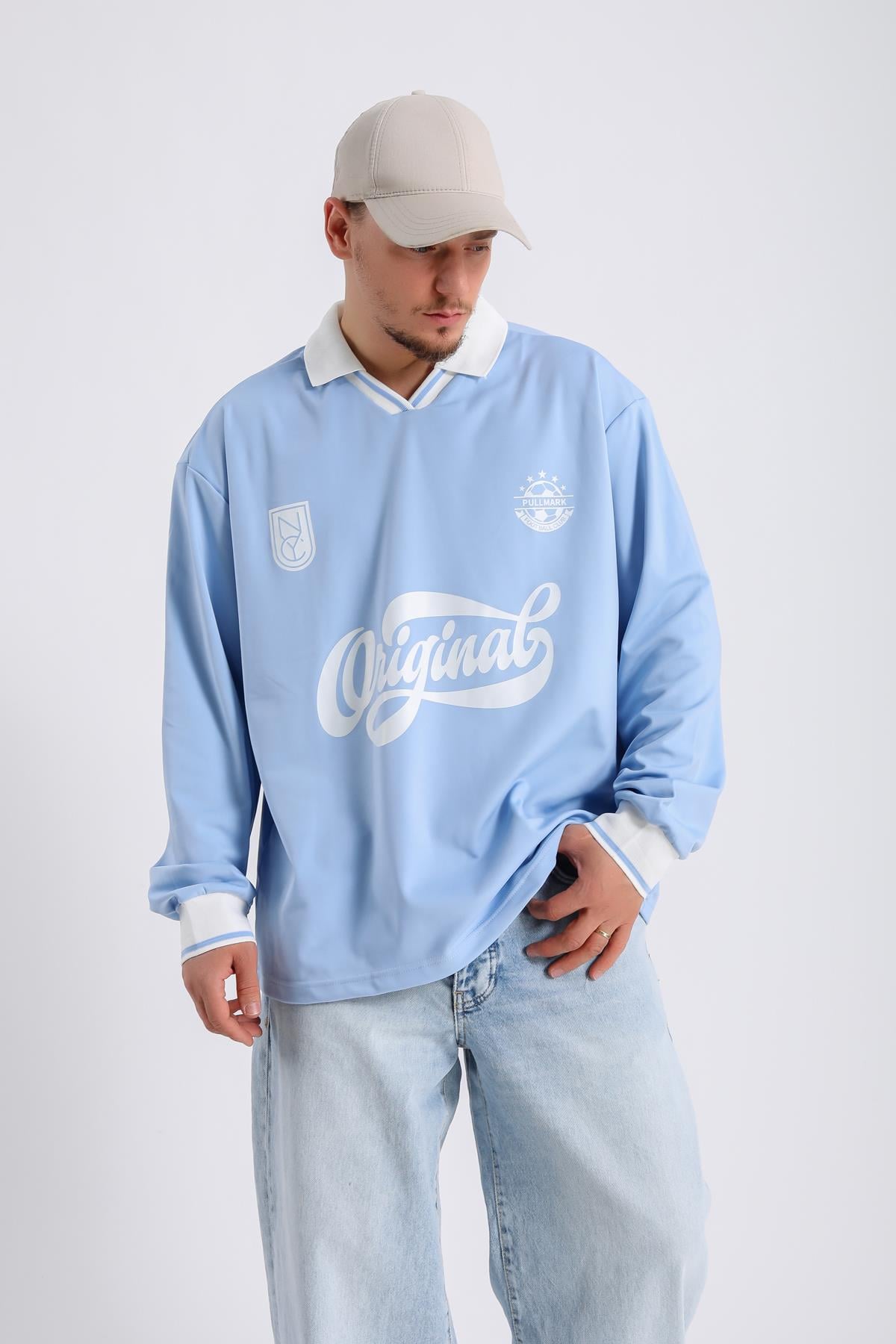 Polo Yaka Mavi Oversize Sleeved Forma SW1114