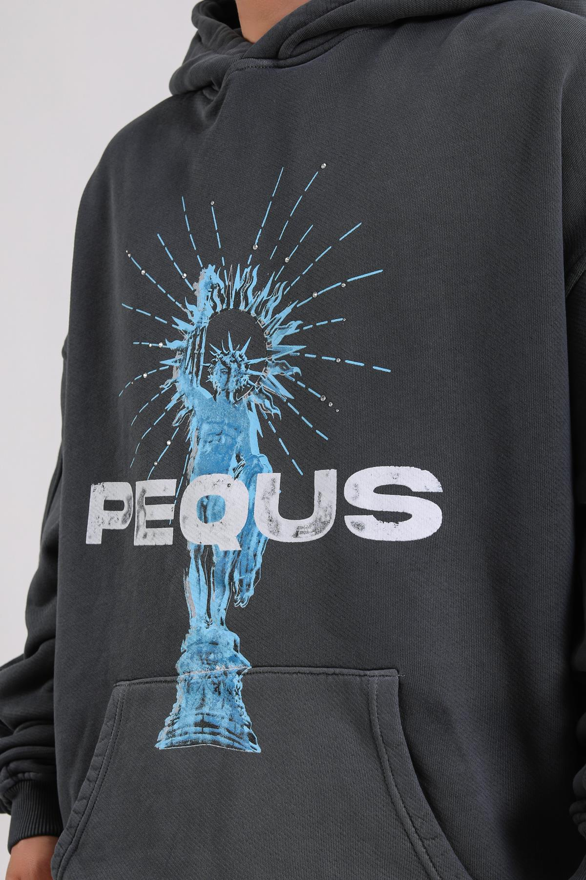PQS Acid Wash Baskılı Oversize Hoodie SW1270