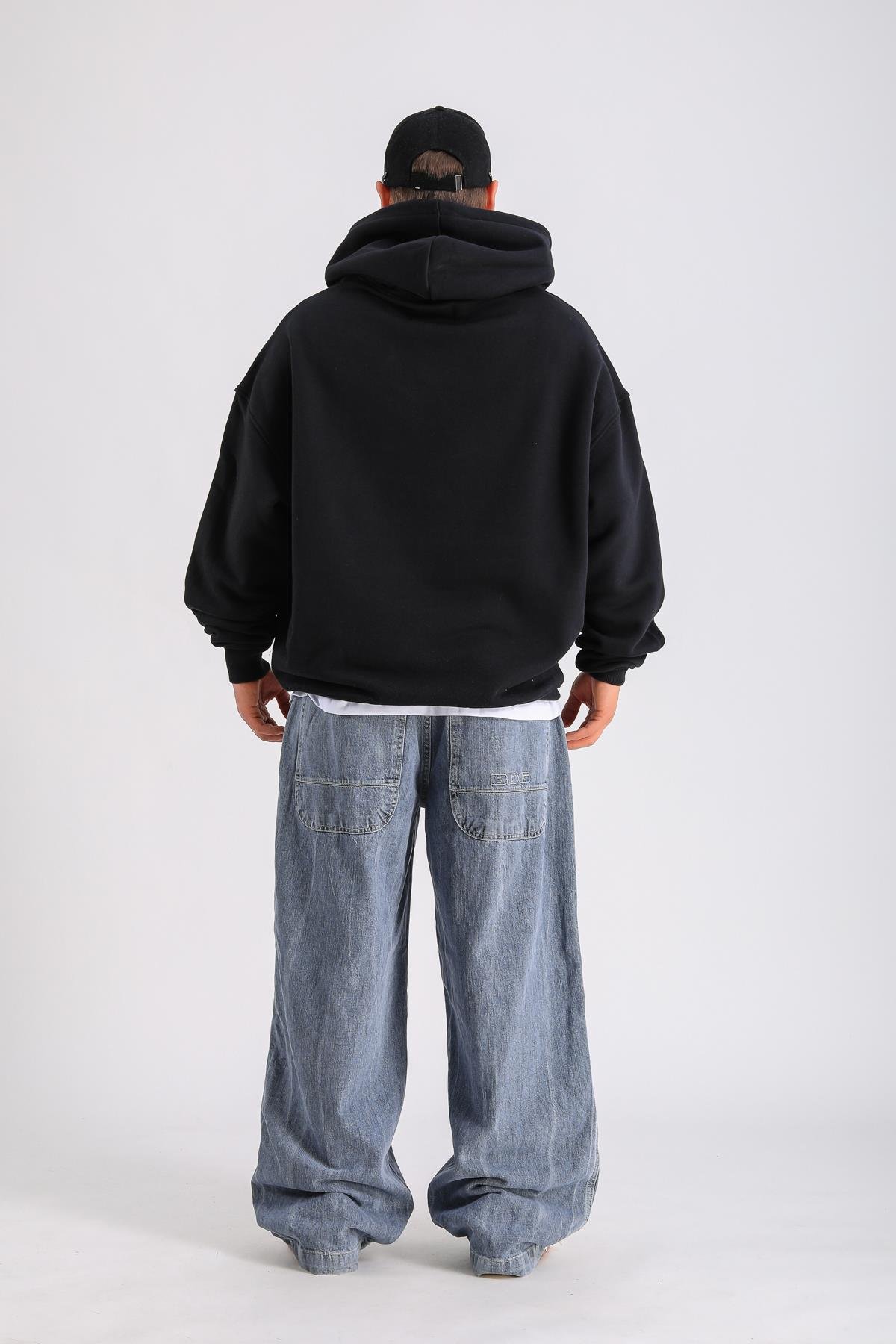 PQS Angel Baskılı Siyah Oversize Hoodie SW1251
