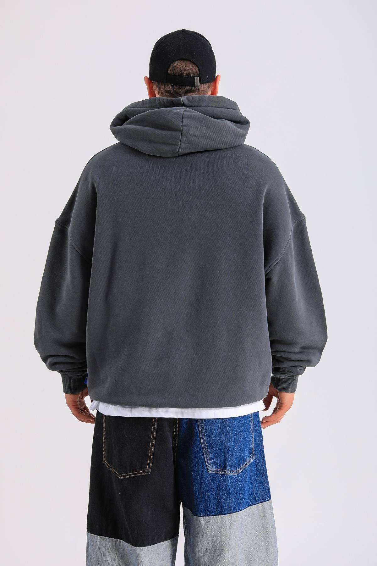 PQS Baskılı Füme Oversize Hoodie SW1230