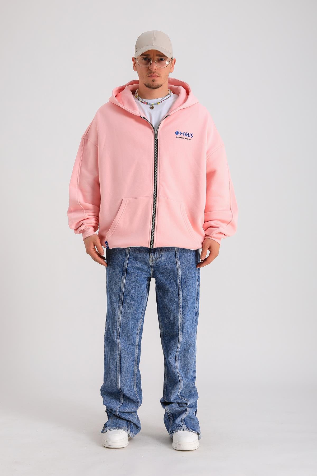PQS Baskılı Oversize Zipper Hoodie SW1262