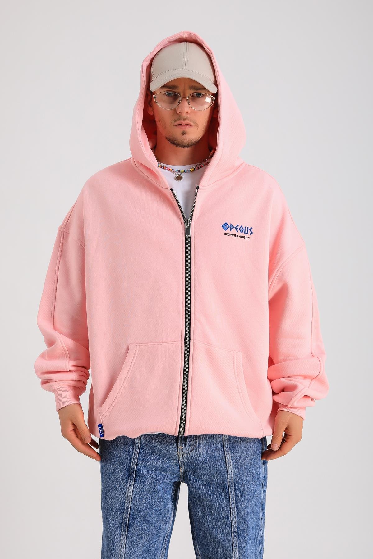 PQS Baskılı Oversize Zipper Hoodie SW1262