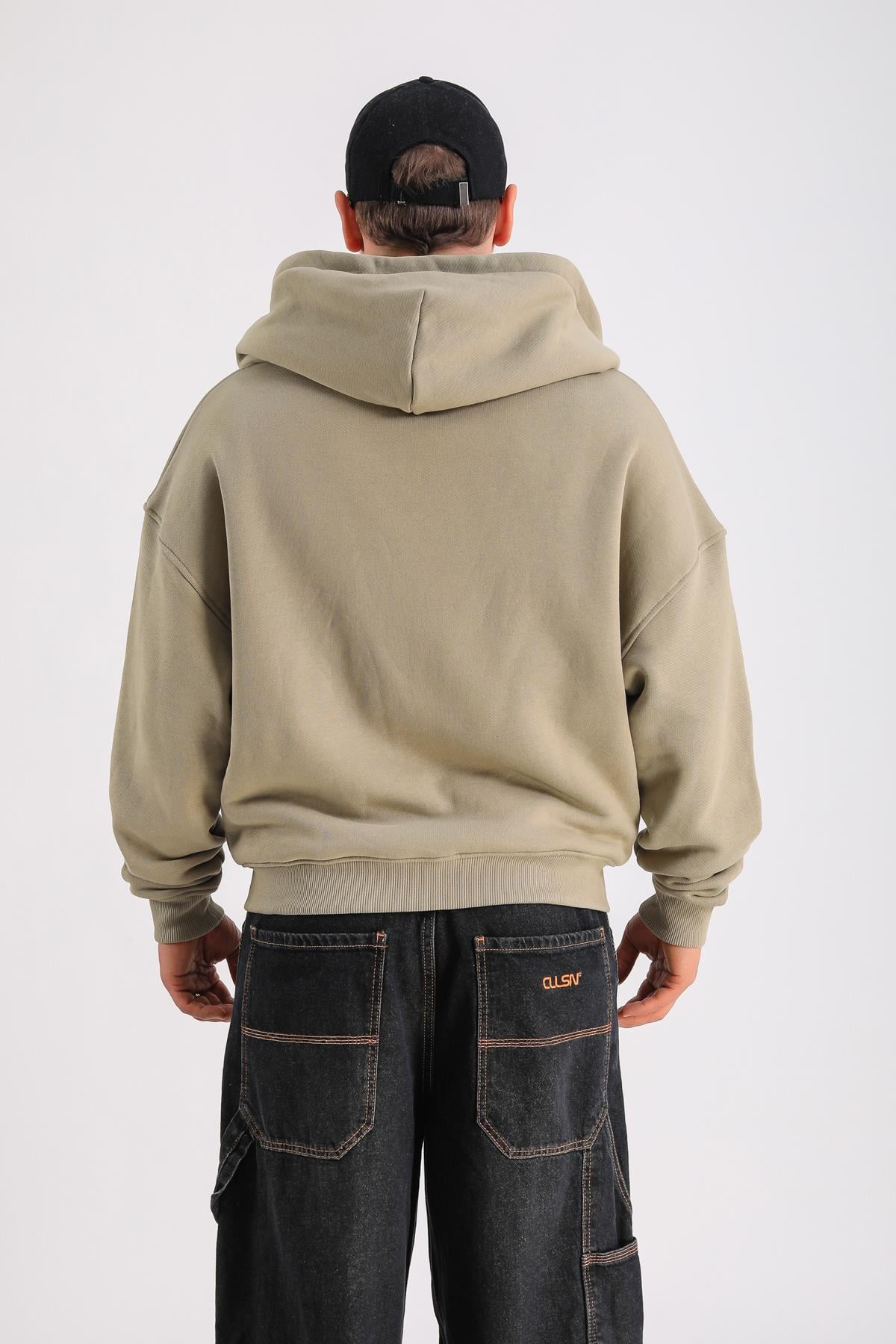 PQS Baskılı Oversize Zipper Hoodie SW1240