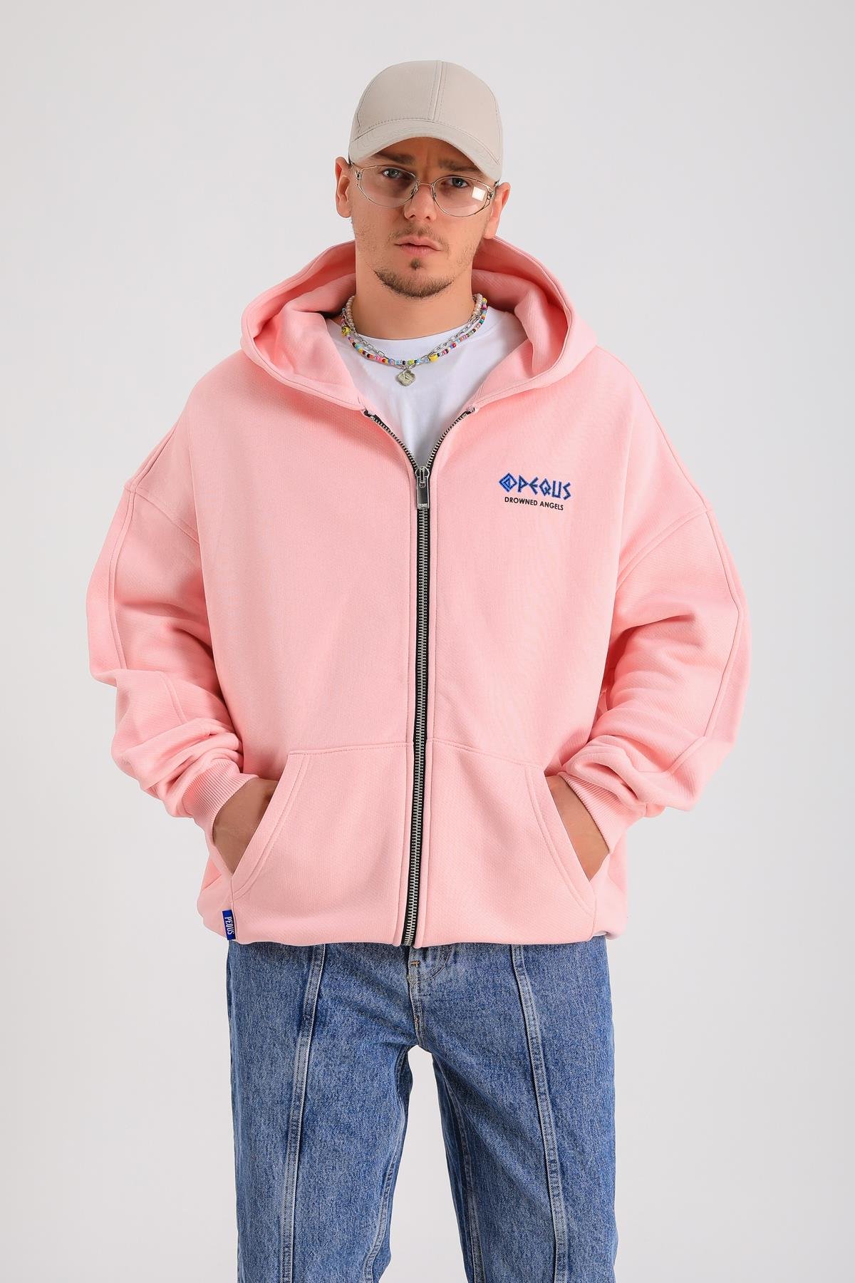 PQS Baskılı Oversize Zipper Hoodie SW1262